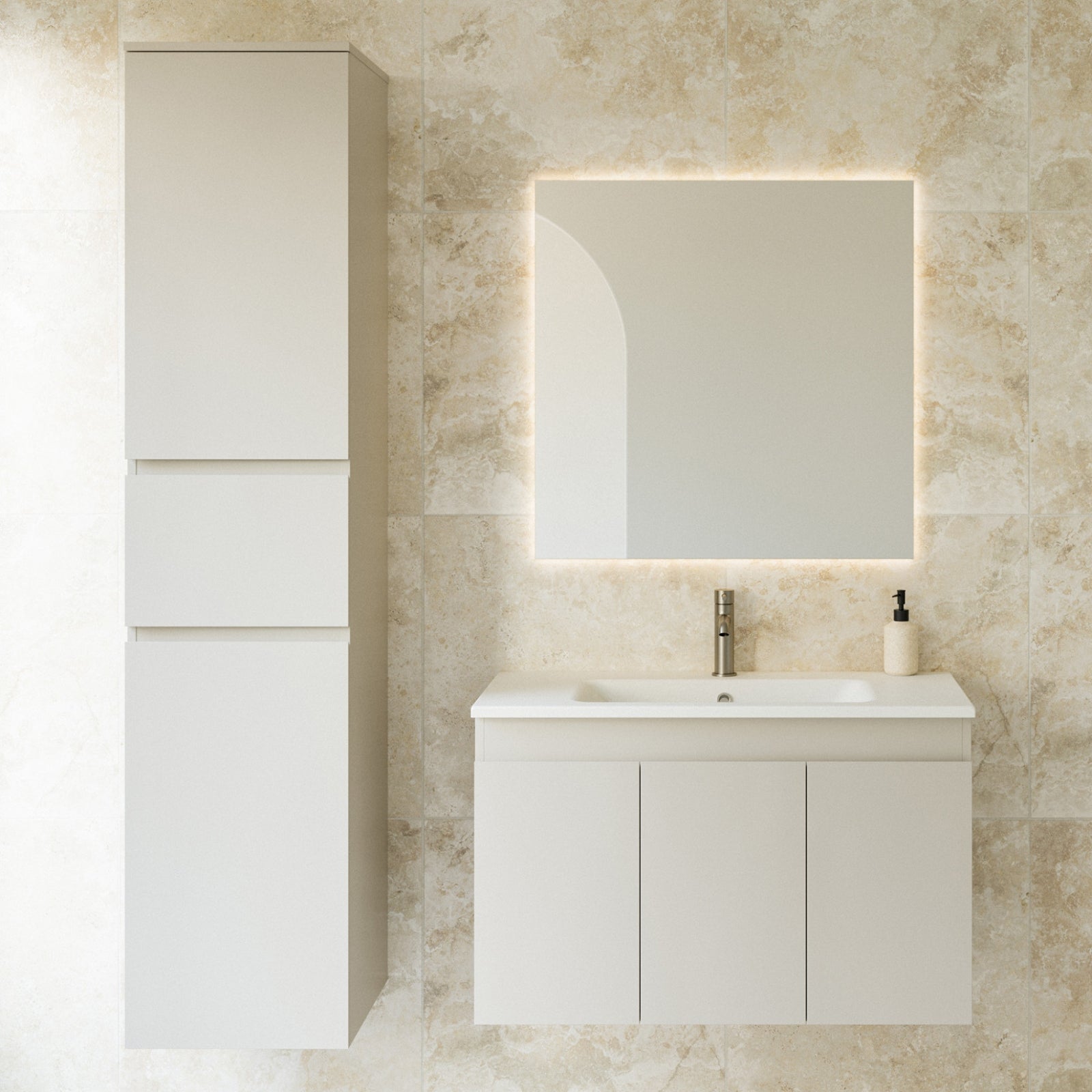 Timberline Rockford Wall Hung Vanity with Haven Dolomite Basin Top RKF-V-900-C-HVN-W - The Blue Space