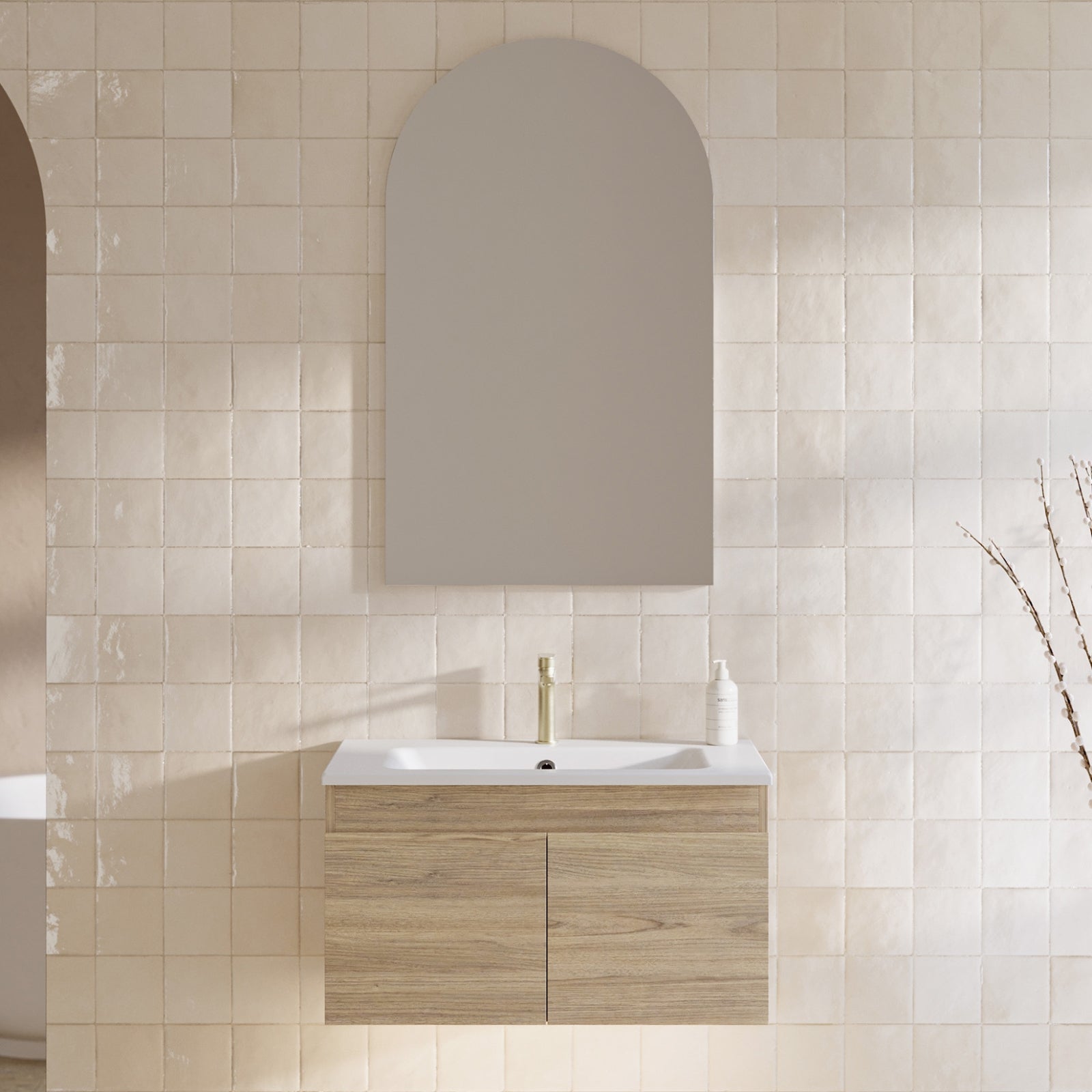 Timberline Rockford Wall Hung Vanity with Haven Dolomite Basin Top RKF-V-750-C-HVN-W - The Blue Space