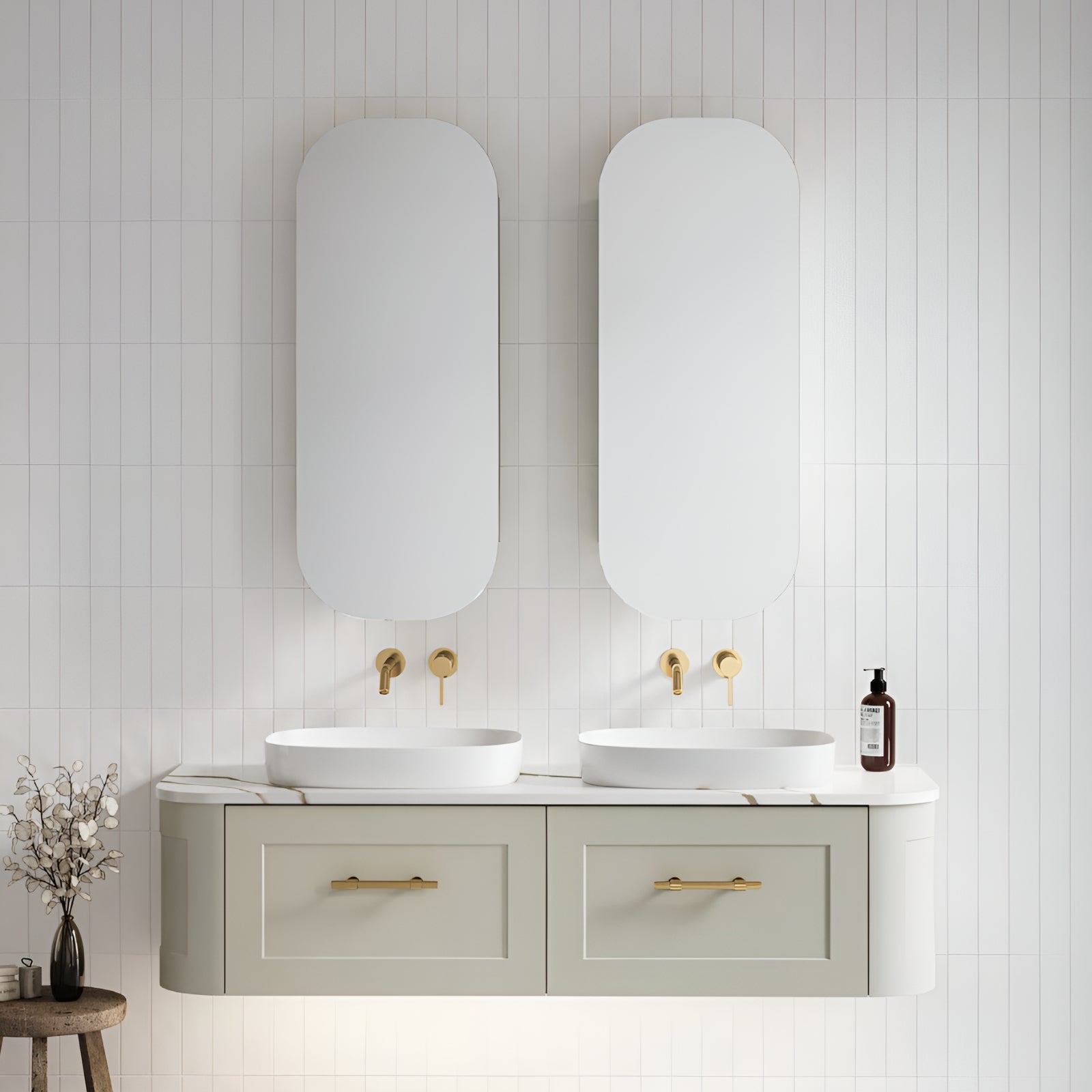 Lifestyle Timberline Santos Sussex Wall Hung Vanity with SilkSurface Top and Above Counter Basin SAN-V-900-C-SSA-W-SX - The Blue Space