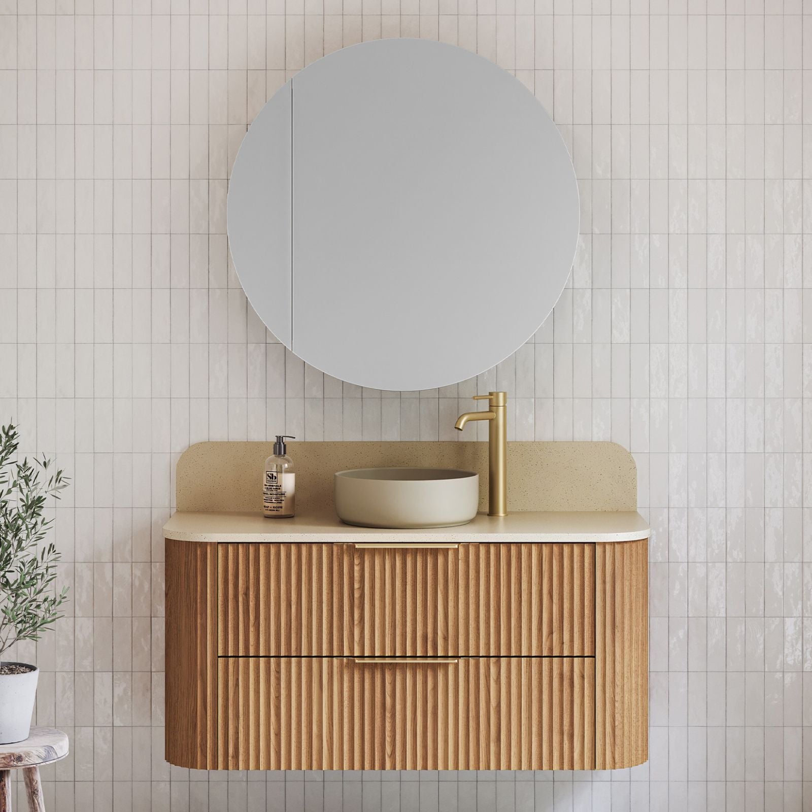 Timberline Socoa Apollo Wall Hung Vanity with Above Counter Basin 1200mm Centre Bowl SOC-V-1200-C-SSA-W-AP - The Blue Space