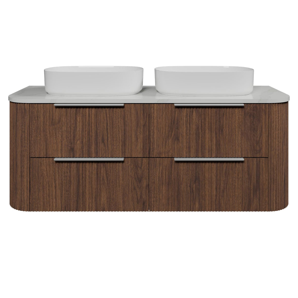 Timberline Socoa Dockland Wall Hung Vanity with Above Counter Basin 1500mm Double Bowl SOC-V-1500-D-SSA-W-DL - The Blue Space