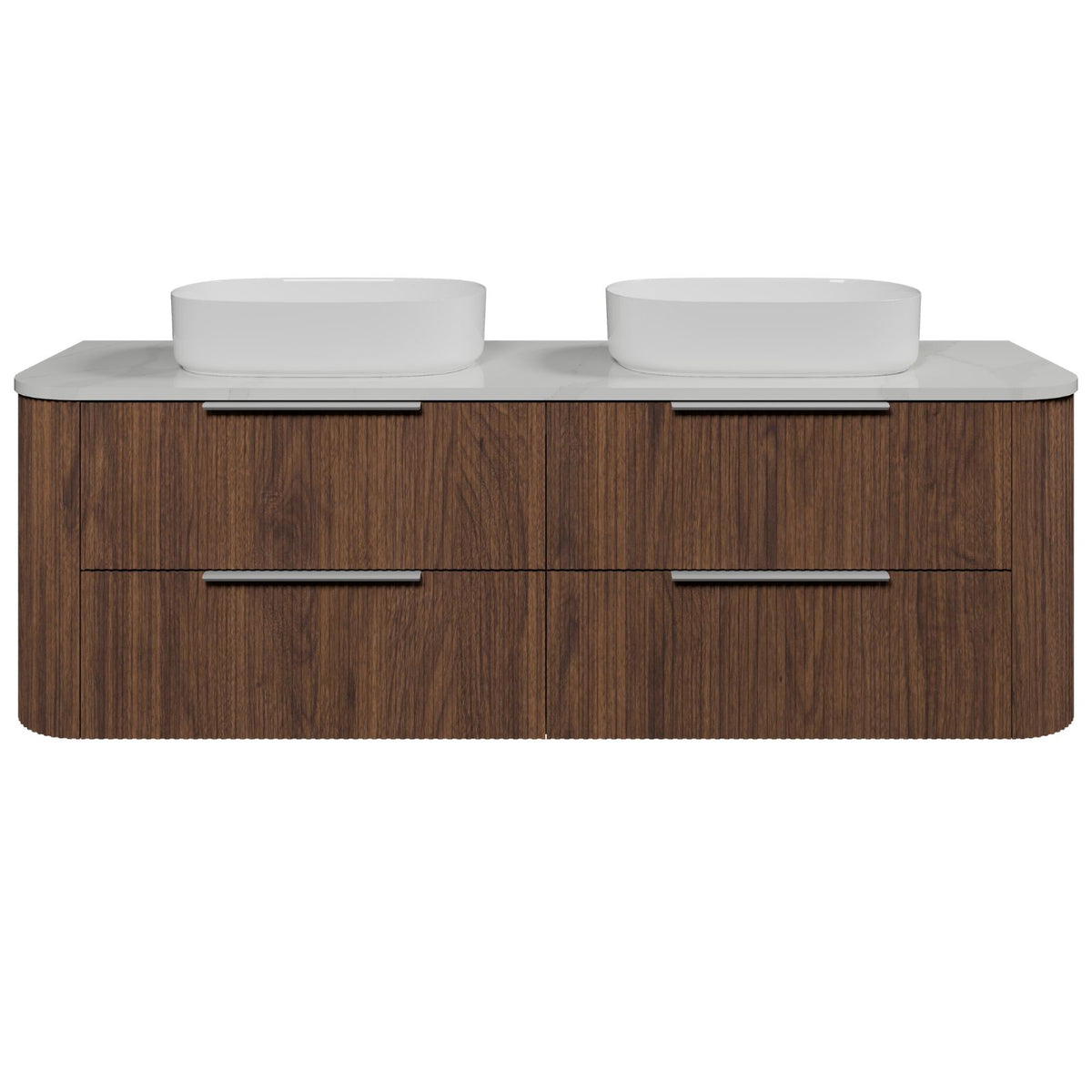 Timberline Socoa Dockland Wall Hung Vanity with Above Counter Basin 1800mm Double Bowl SOC-V-1800-D-SSA-W-DL - The Blue Space