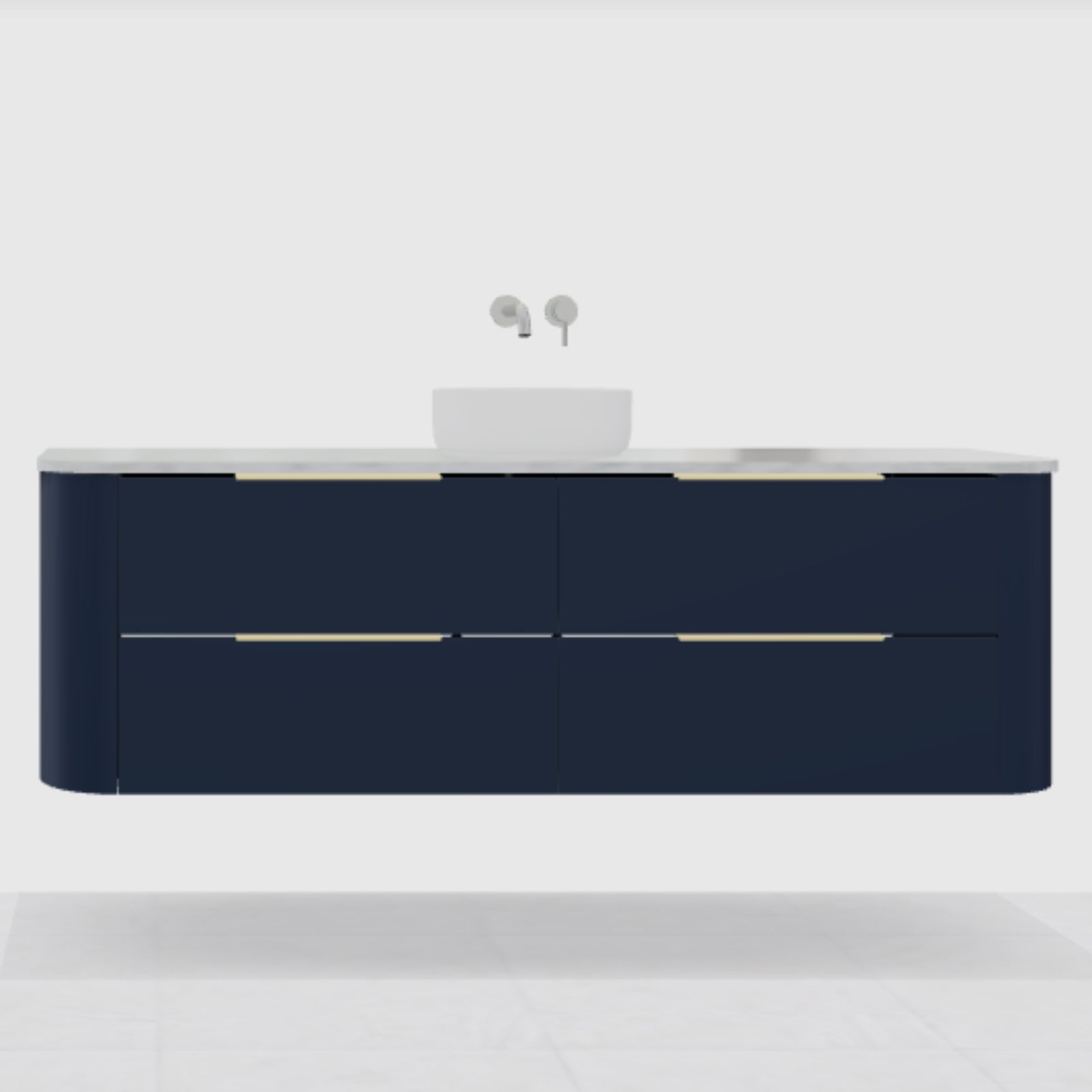 Variant Timberline Socoa Flat Wall Hung Vanity with SilkSurface Top and Above Counter Basin SOC-V-1800-C-SSA-W-FLAT - The Blue Space