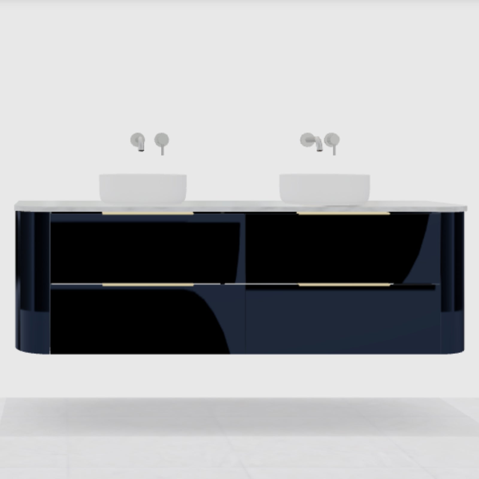 Variant Timberline Socoa Flat Wall Hung Vanity with SilkSurface Top and Above Counter Basin SOC-V-1800-D-SSA-W-FLAT - The Blue Space