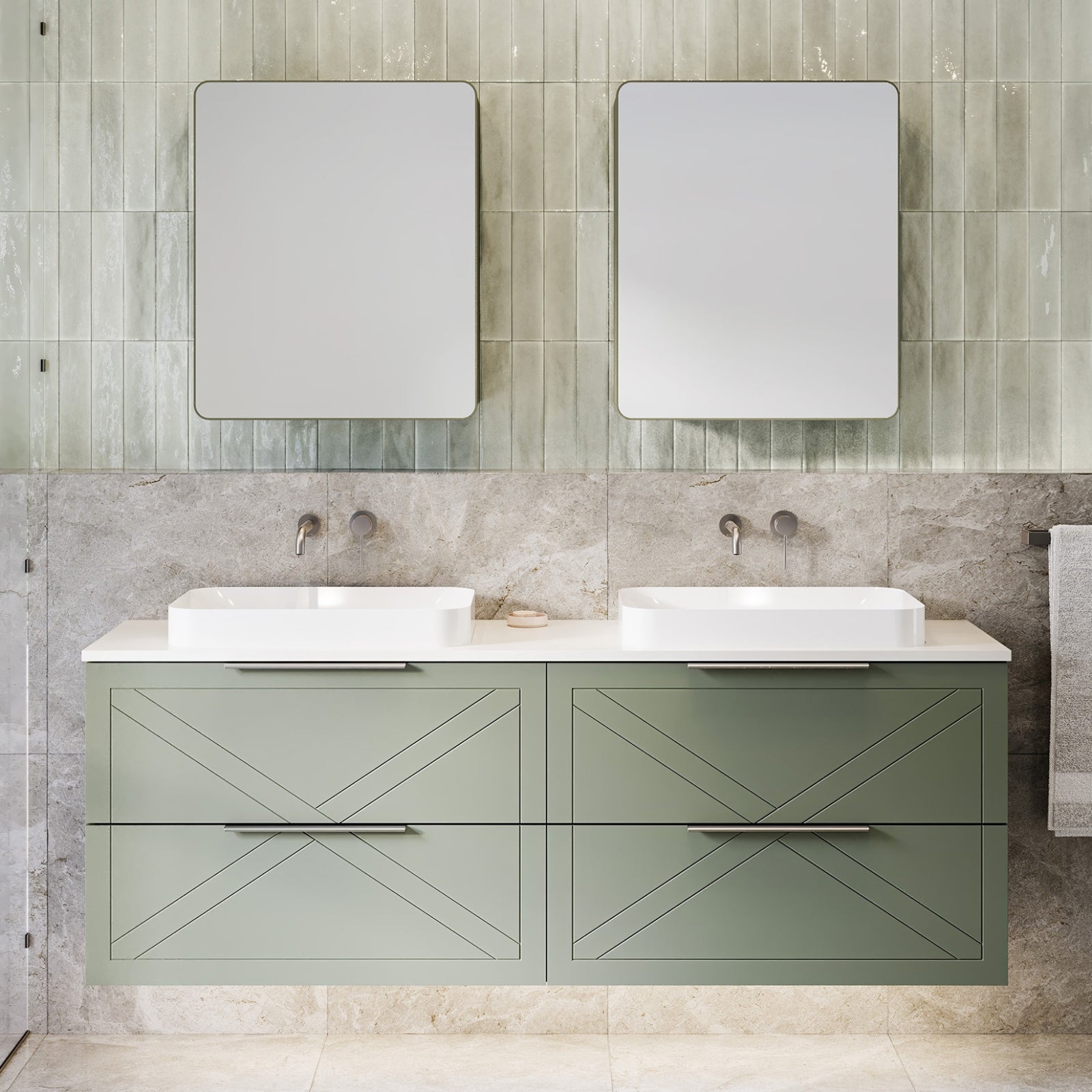 Timberline Sutherland House Farmhouse Wall Hung Vanity SHCV1500DSSAW-FHOUSE - The Blue Space