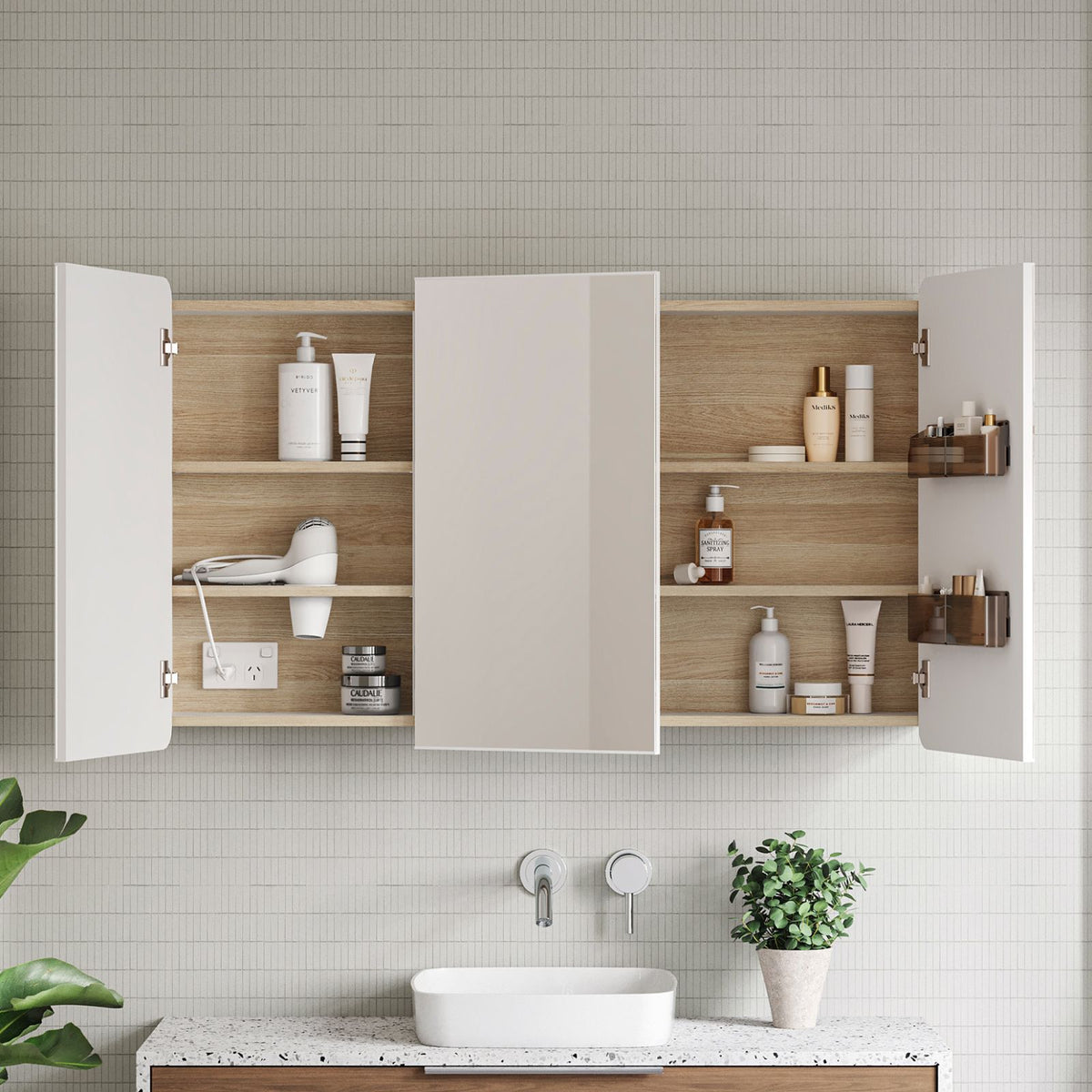 Timberline Sutherland House Shaving Cabinet SHC-SC-1200-3-G - The Blue Space