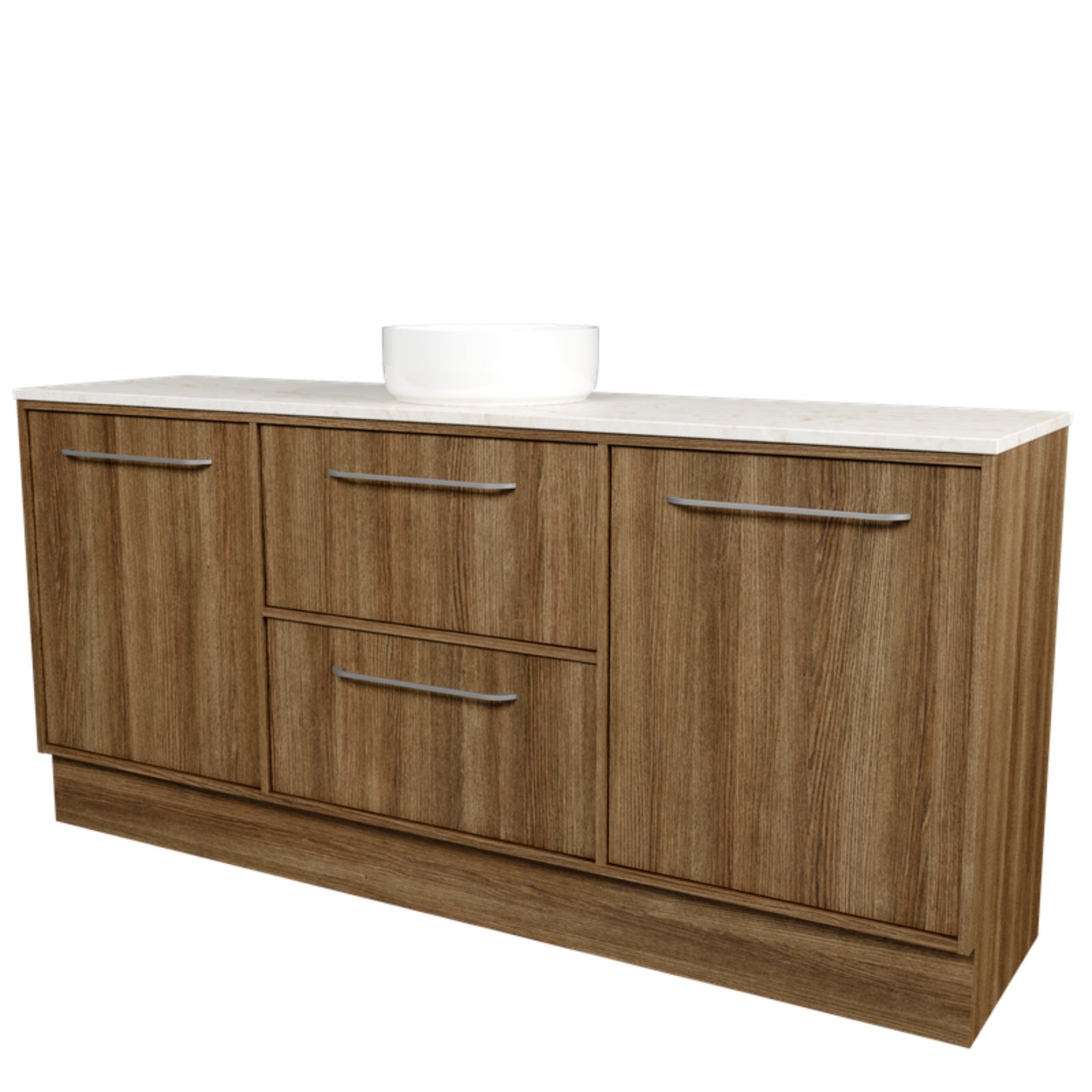 Angle Timberline Takano Floor Standing Vanity with SilkSurface Top and Above Counter Basin TAK-V-1800-C-SSA-F-The Blue Space