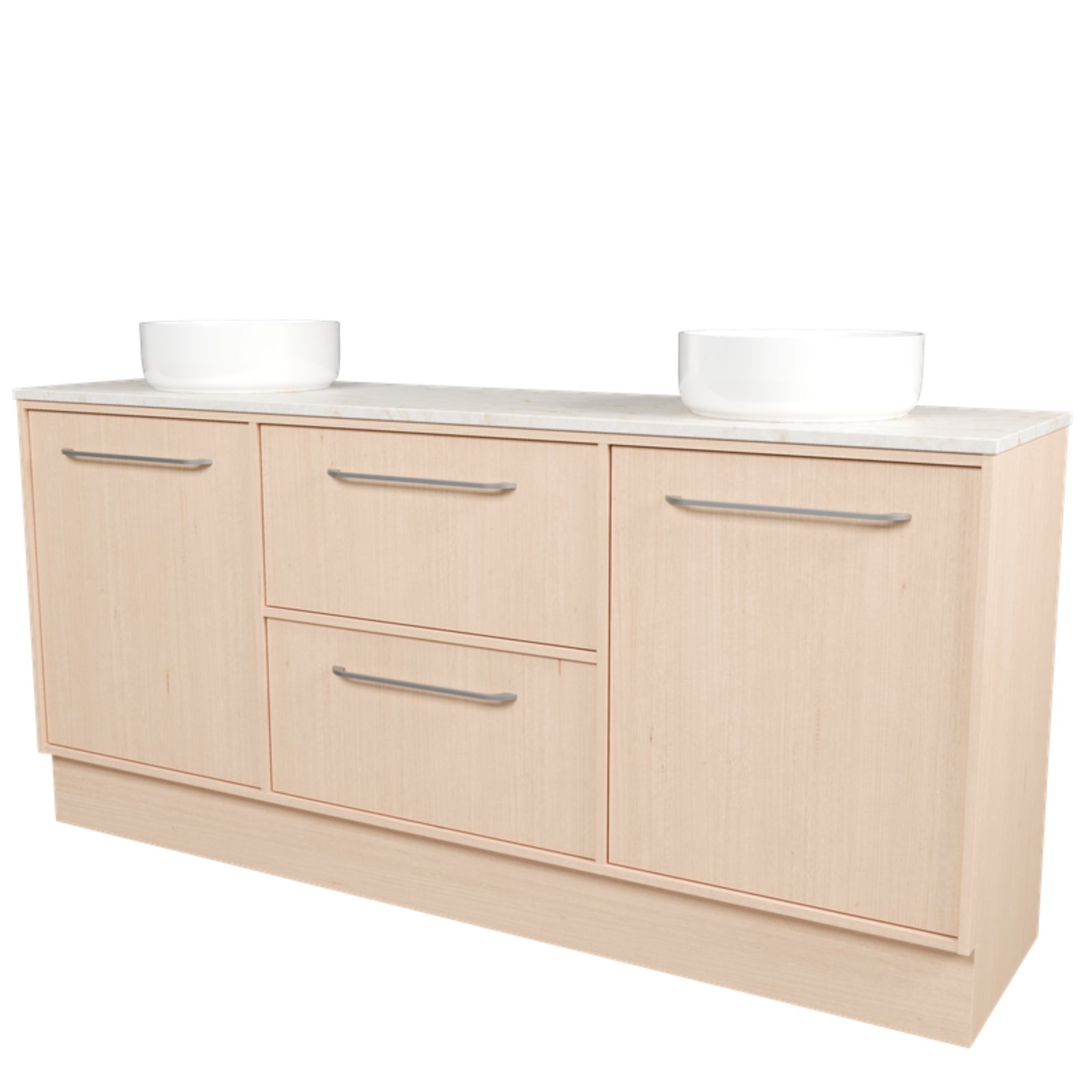 Angle Timberline Takano Floor Standing Vanity with SilkSurface Top and Above Counter Basin TAK-V-1800-D-SSA-F-The Blue Space