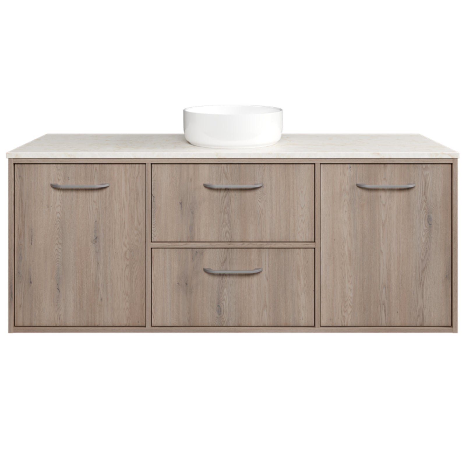 Timberline Takano Wall Hung Vanity with SilkSurface Top and Above Counter Basin TAK-V-1500-C-SSA-W-The Blue Space