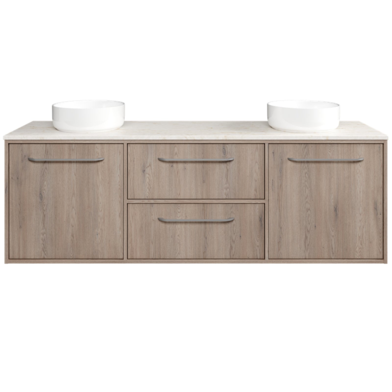 Timberline Takano Wall Hung Vanity with SilkSurface Top and Above Counter Basin TAK-V-1800-D-SSA-W-The Blue Space