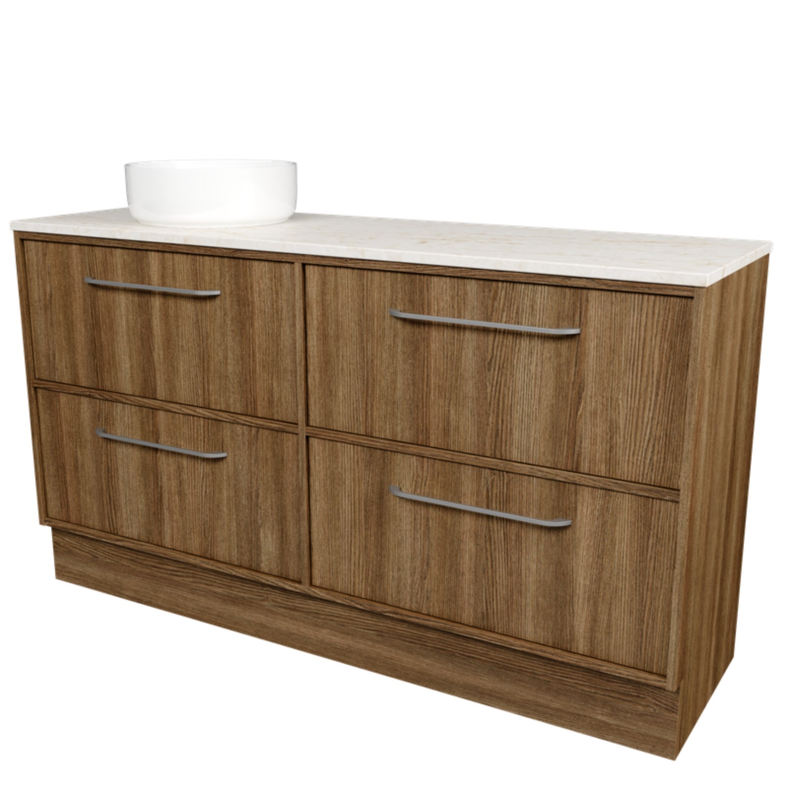 Angle Timberline Taro Floor Standing Vanity with SilkSurface Top and Above Counter Basin TAR-V-1500-L-SSA-F-The Blue Space