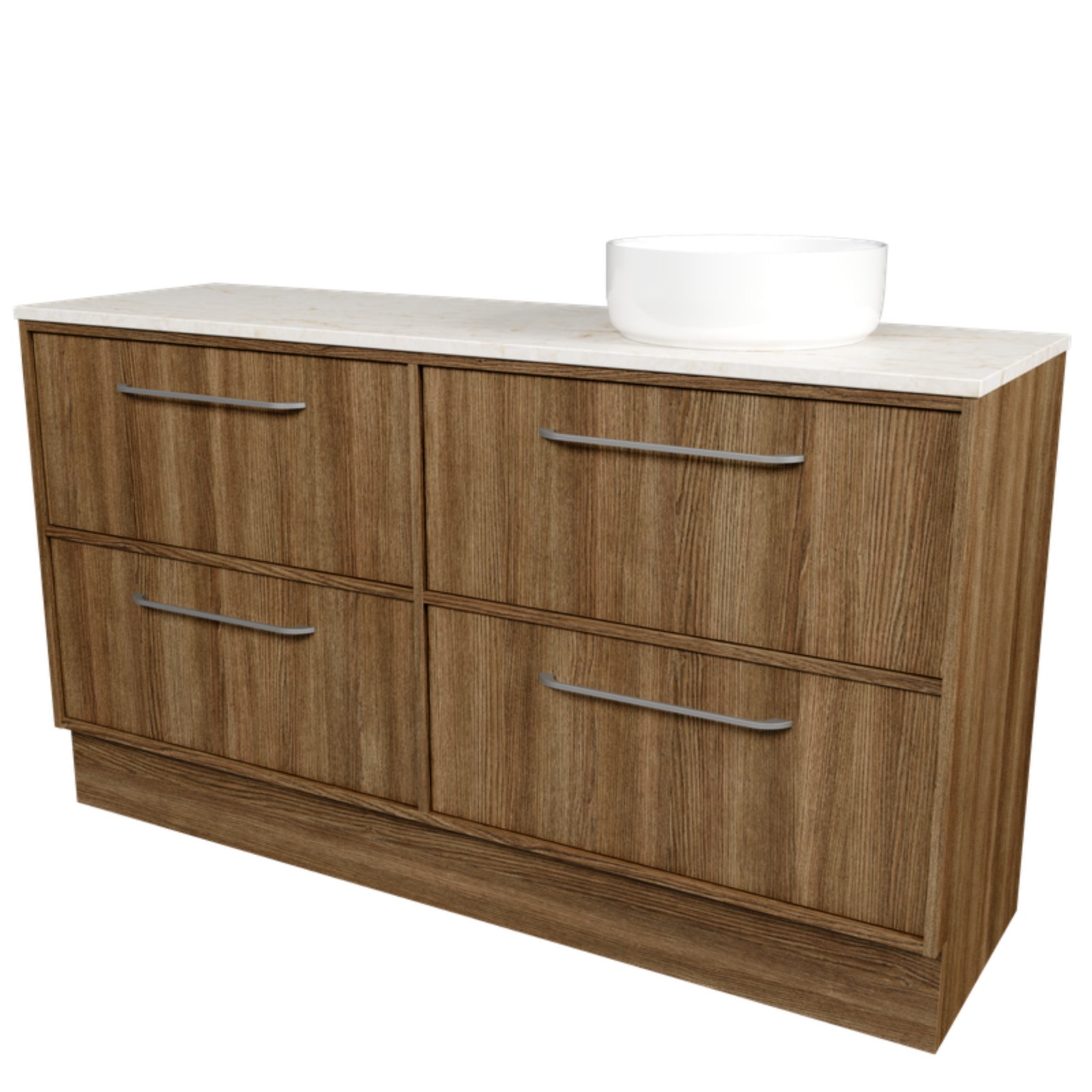 Angle Timberline Taro Floor Standing Vanity with SilkSurface Top and Above Counter Basin TAR-V-1500-R-SSA-F-The Blue Space