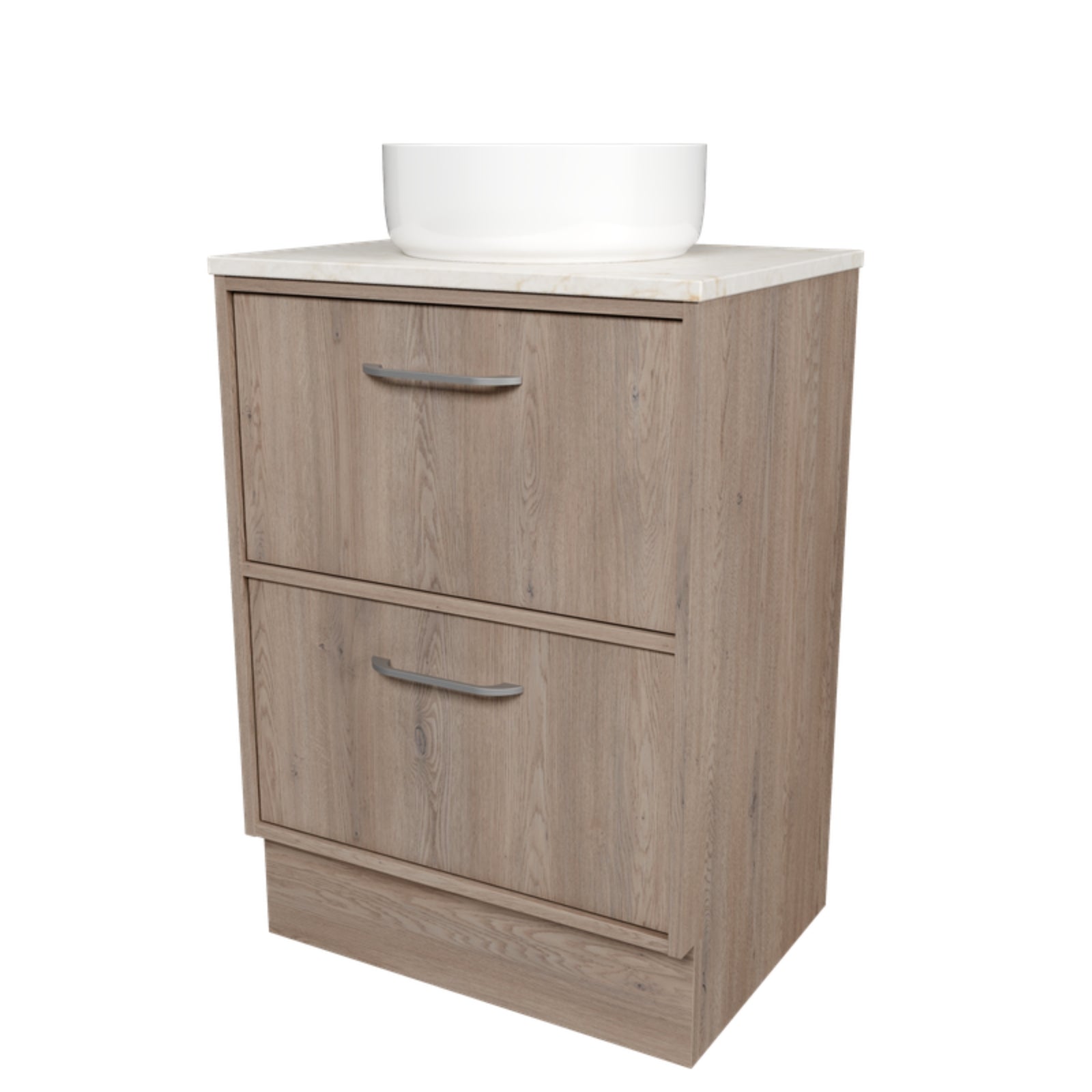 Angle Timberline Taro Floor Standing Vanity with SilkSurface Top and Above Counter Basin TAR-V-600-C-SSA-F-The Blue Space