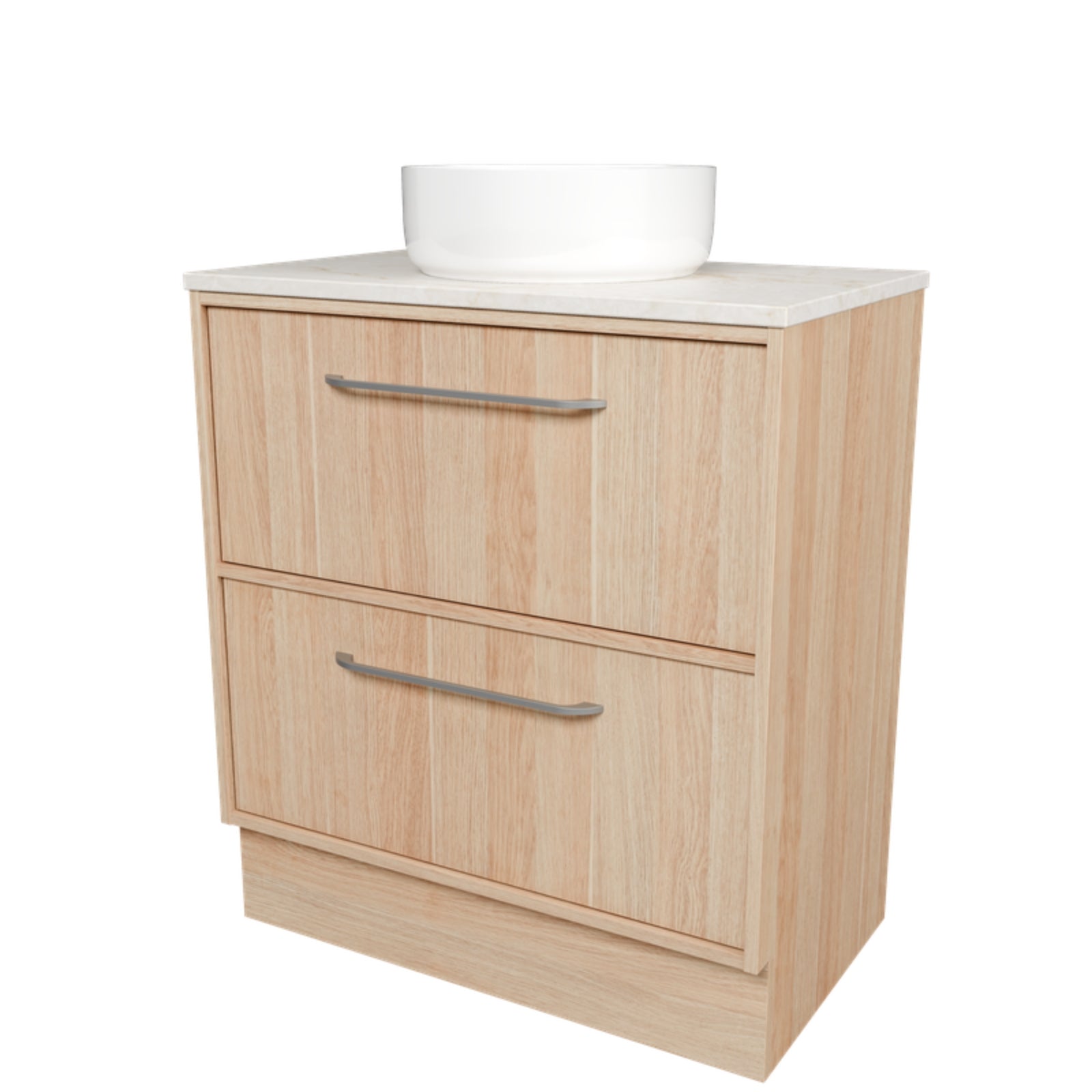 Angle Timberline Taro Floor Standing Vanity with SilkSurface Top and Above Counter Basin TAR-V-750-C-SSA-F-The Blue Space