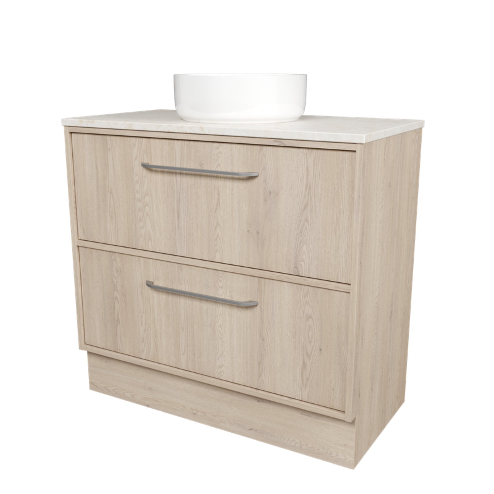 Angle Timberline Taro Floor Standing Vanity with SilkSurface Top and Above Counter Basin TAR-V-900-C-SSA-F-The Blue Space