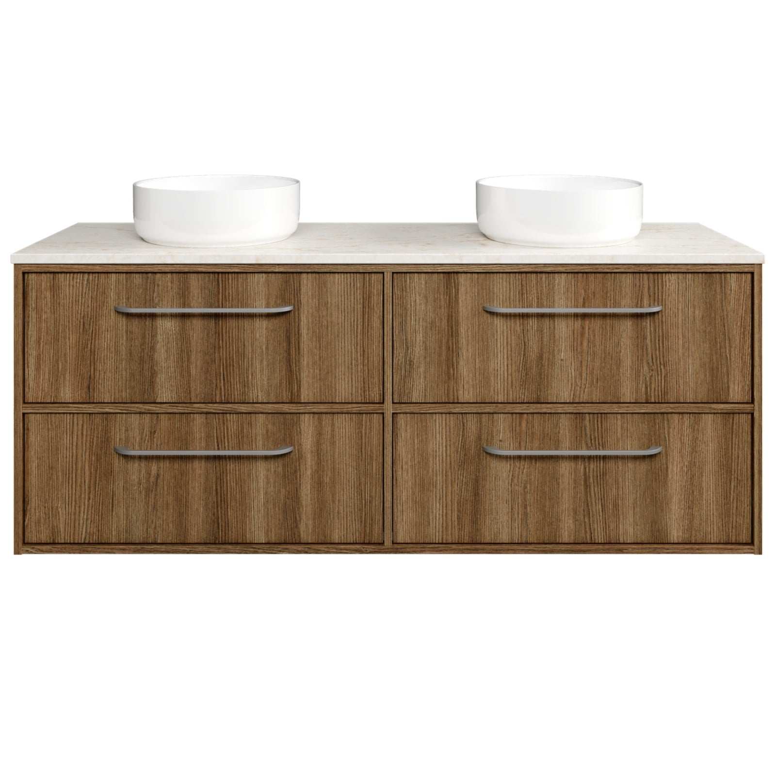 Timberline Taro Wall Hung Vanity with SilkSurface Top and Above Counter Basin TAR-V-1500-L-SSA-W - The Blue Space