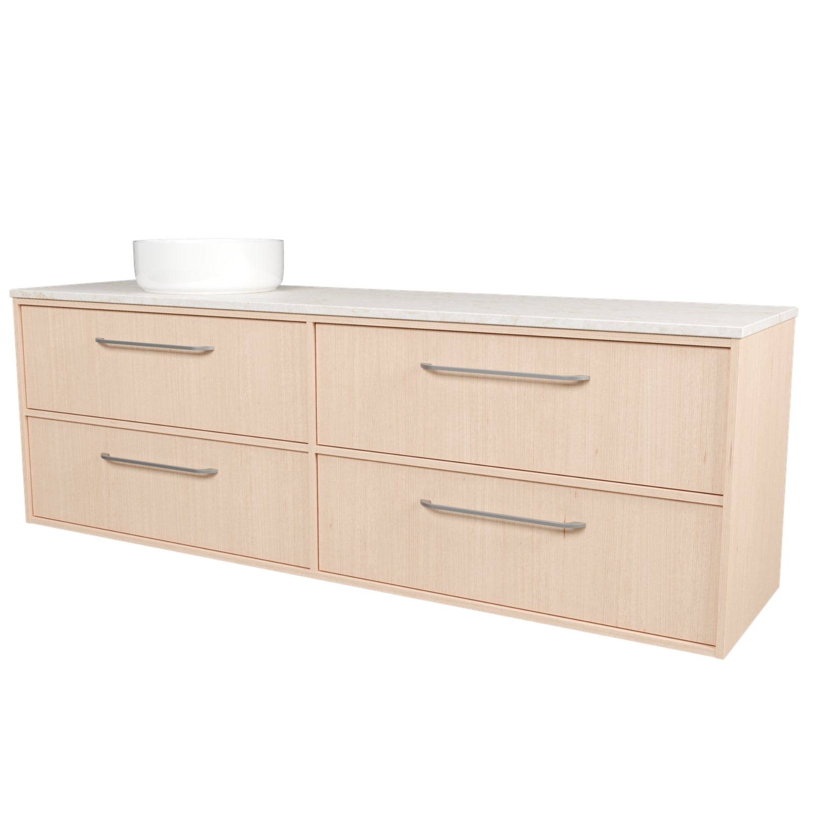 Angle Timberline Taro Wall Hung Vanity with SilkSurface Top and Above Counter Basin TAR-V-1800-R-SSA-W - The Blue Space