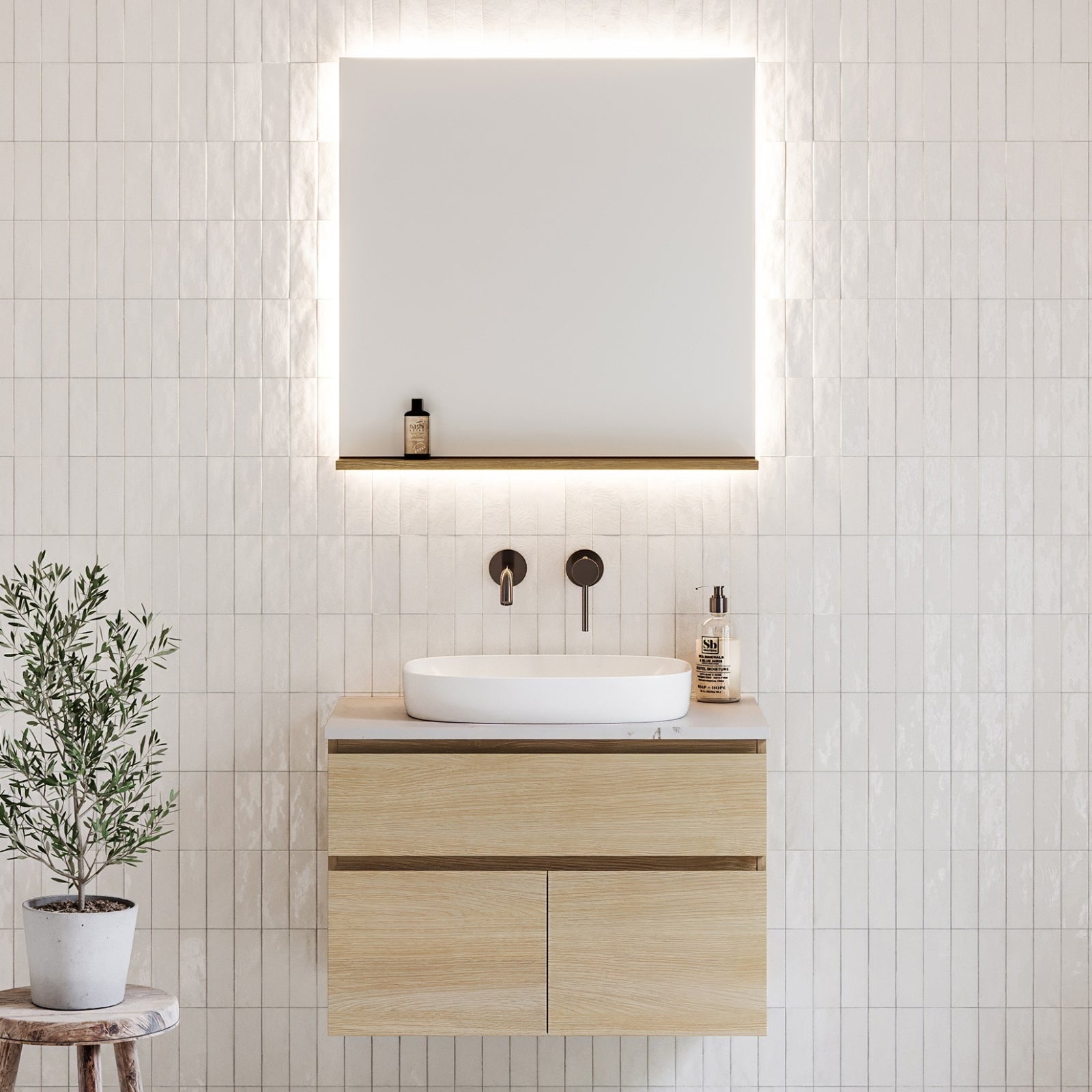 Timberline Taylor Wall Hung Vanity with SilkSurface Top & Basin TAY-V-750-C-SSA-W - The Blue Space