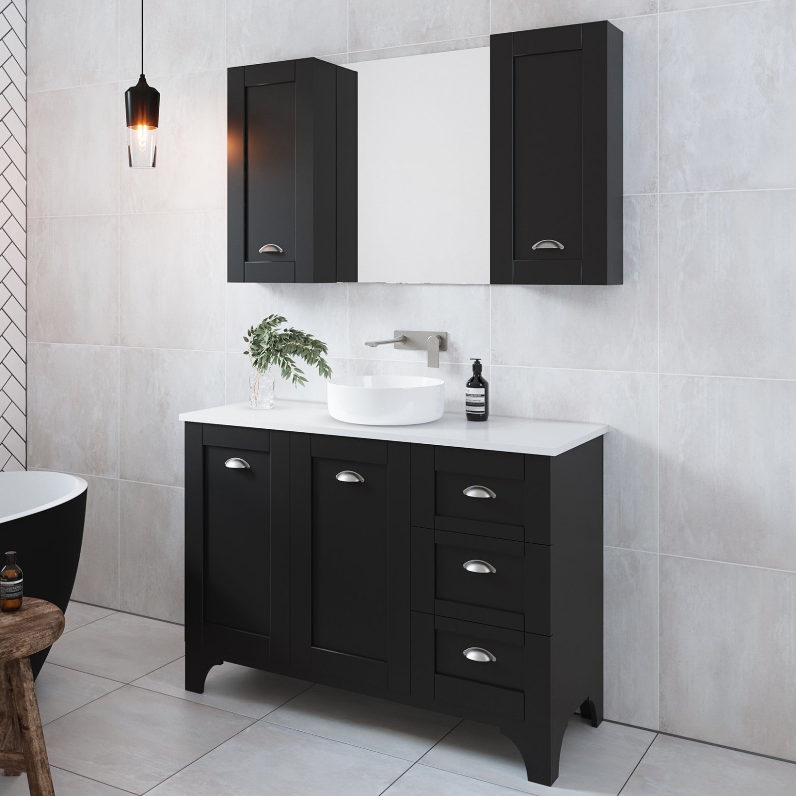 Timberline Windsor Vanity with Silk Surface Top and Basin WIN-V-1200-C-SSA-F - The Blue Space