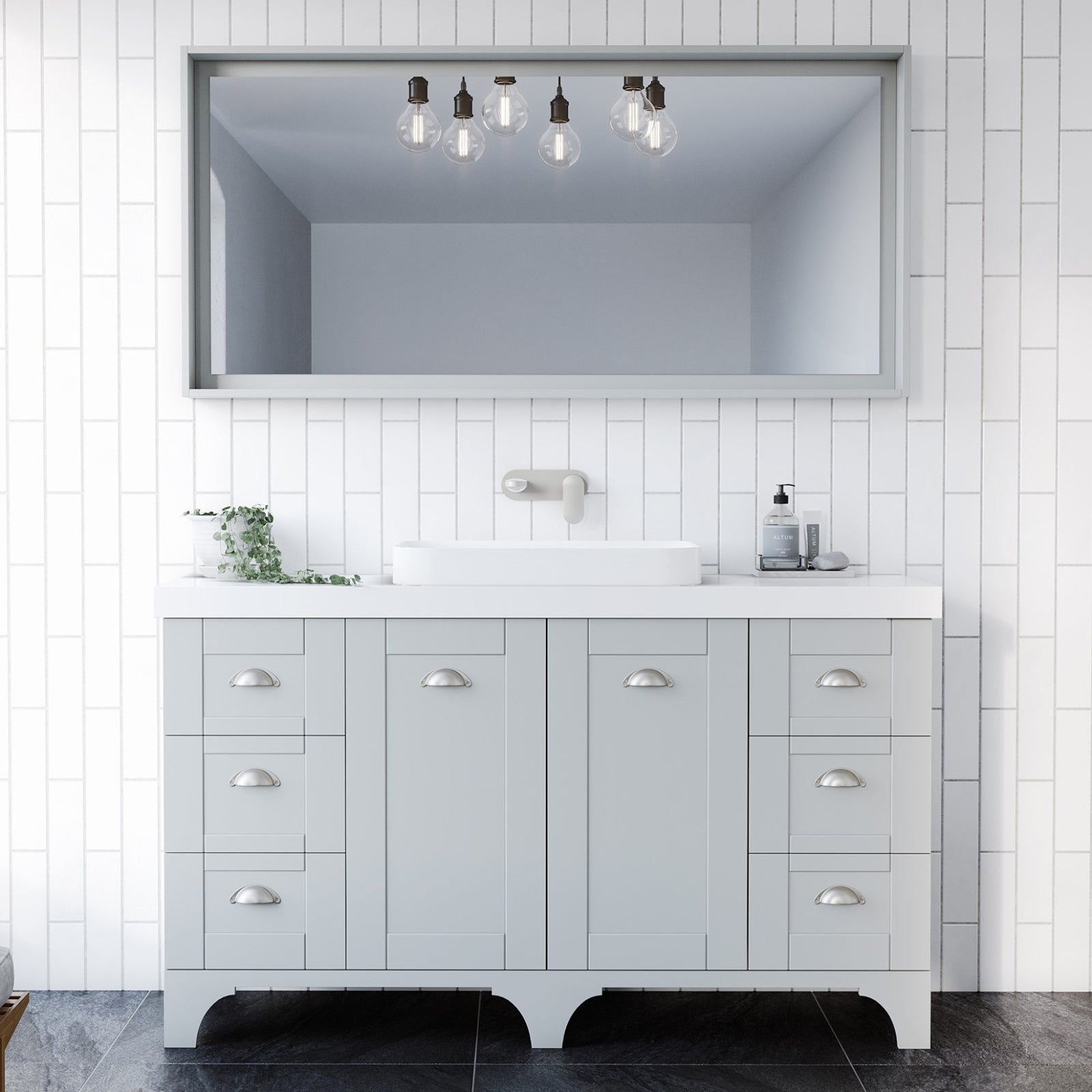 Timberline Windsor Vanity with Silk Surface Top and Basin WIN-V-1500-C-SSA-F - The Blue Space