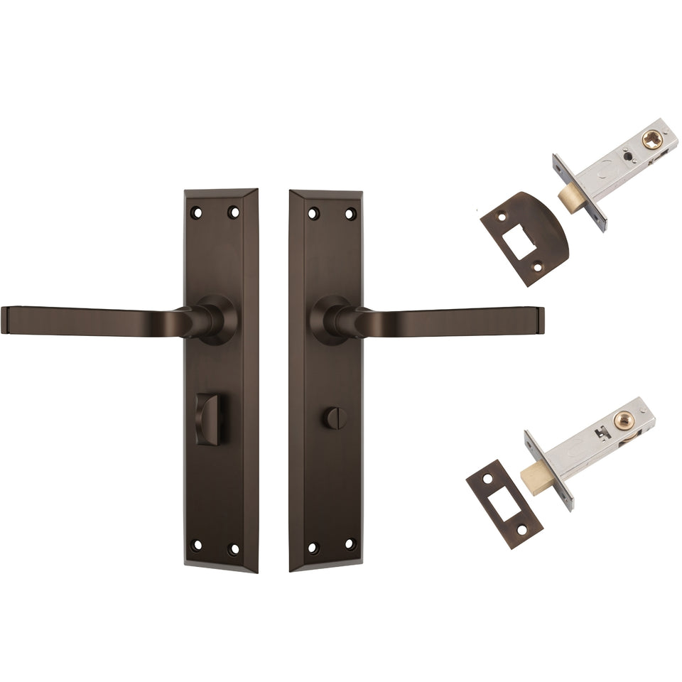 TradCo Menton Lever Long Backplate Privacy Set Antique Brass