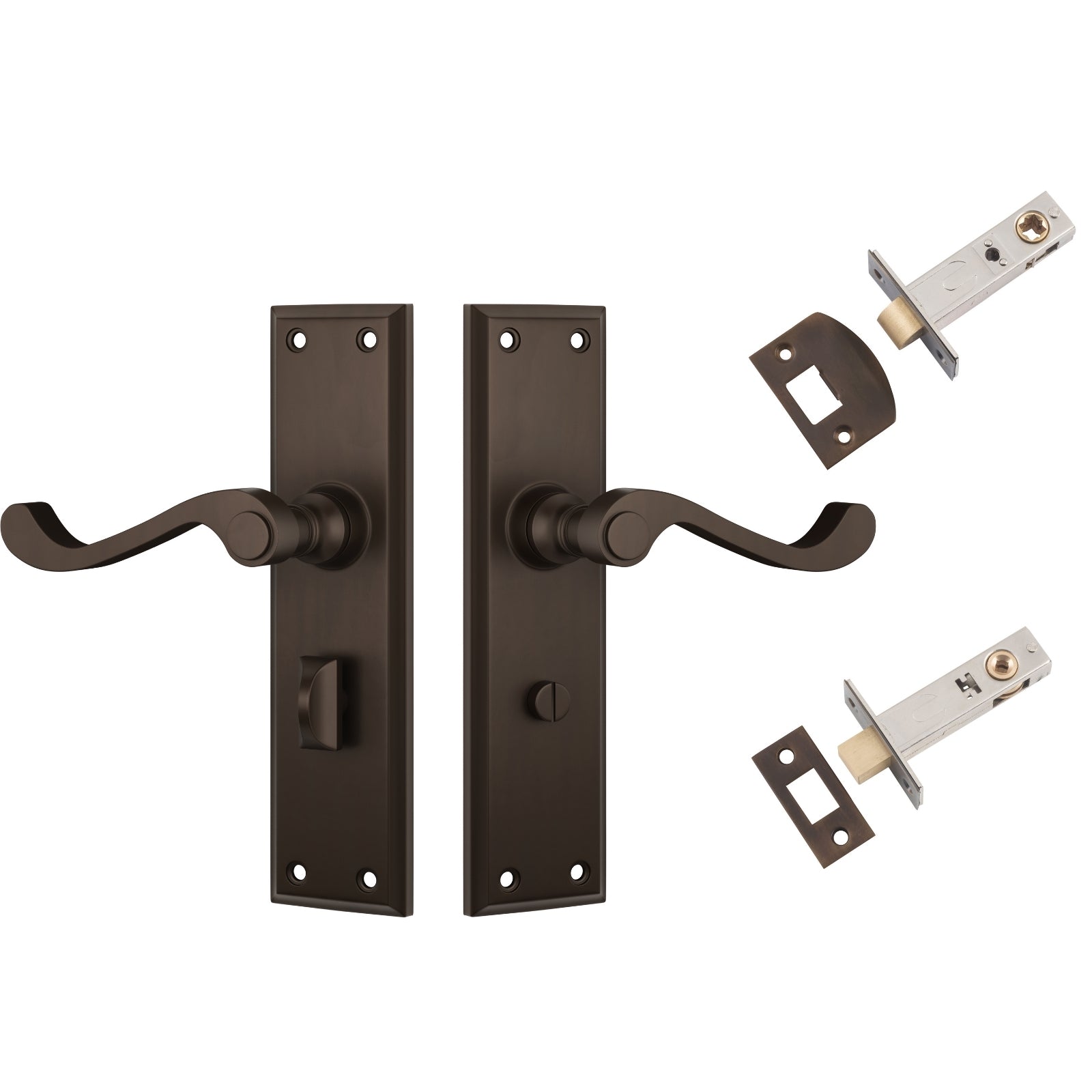 TradCo Milton Lever Long Backplate Privacy Set Antique Brass 0786KPRIV60 - The Blue Space