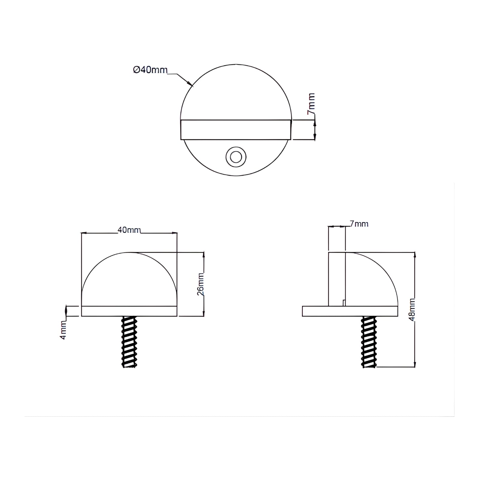 Line Drawing Tradco Oval Door Stop Antique Brass 2350 - The Blue Space