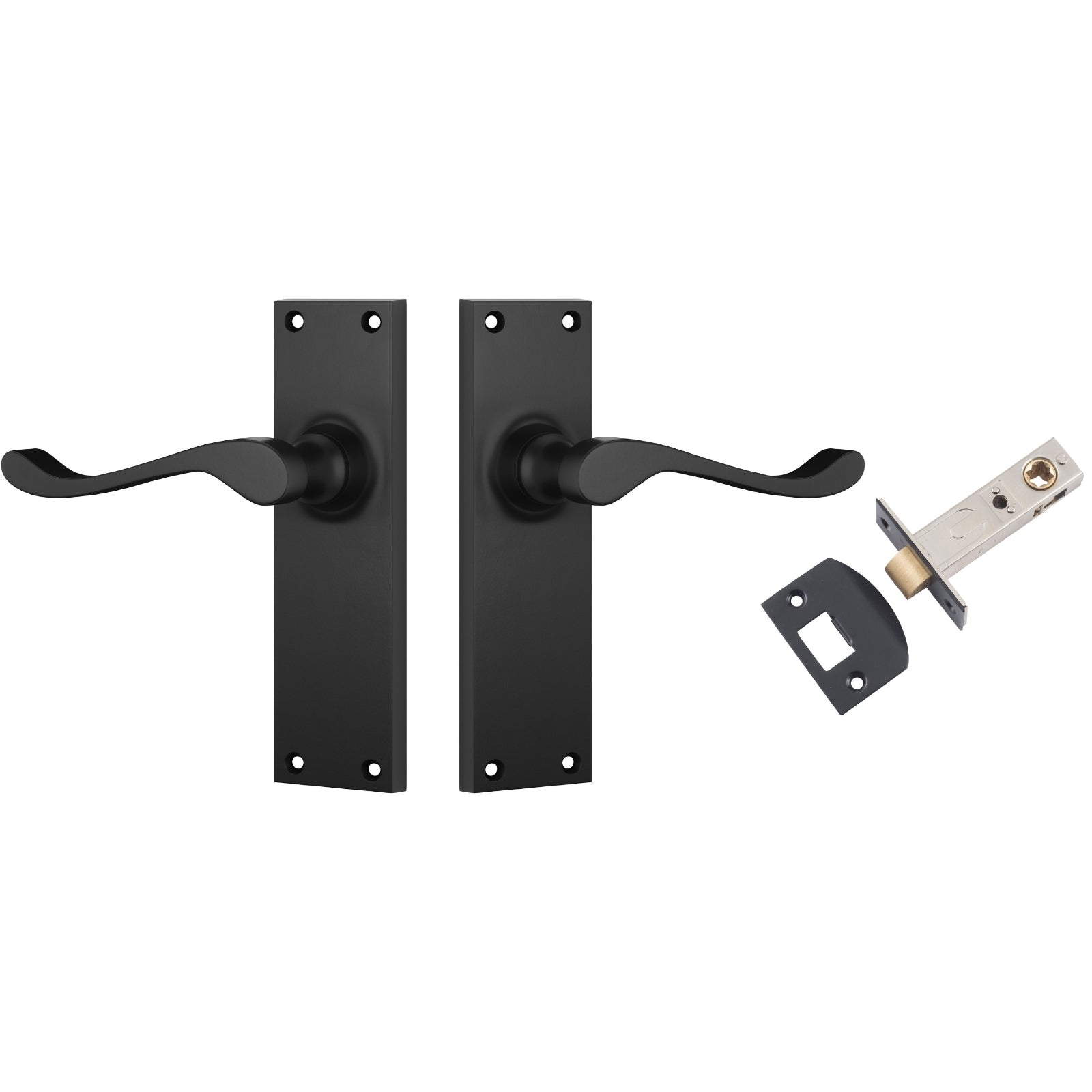 TradCo Victorian Lever Long Backplate Passage Set Matte Black 1930KPASS60 - The Blue Space