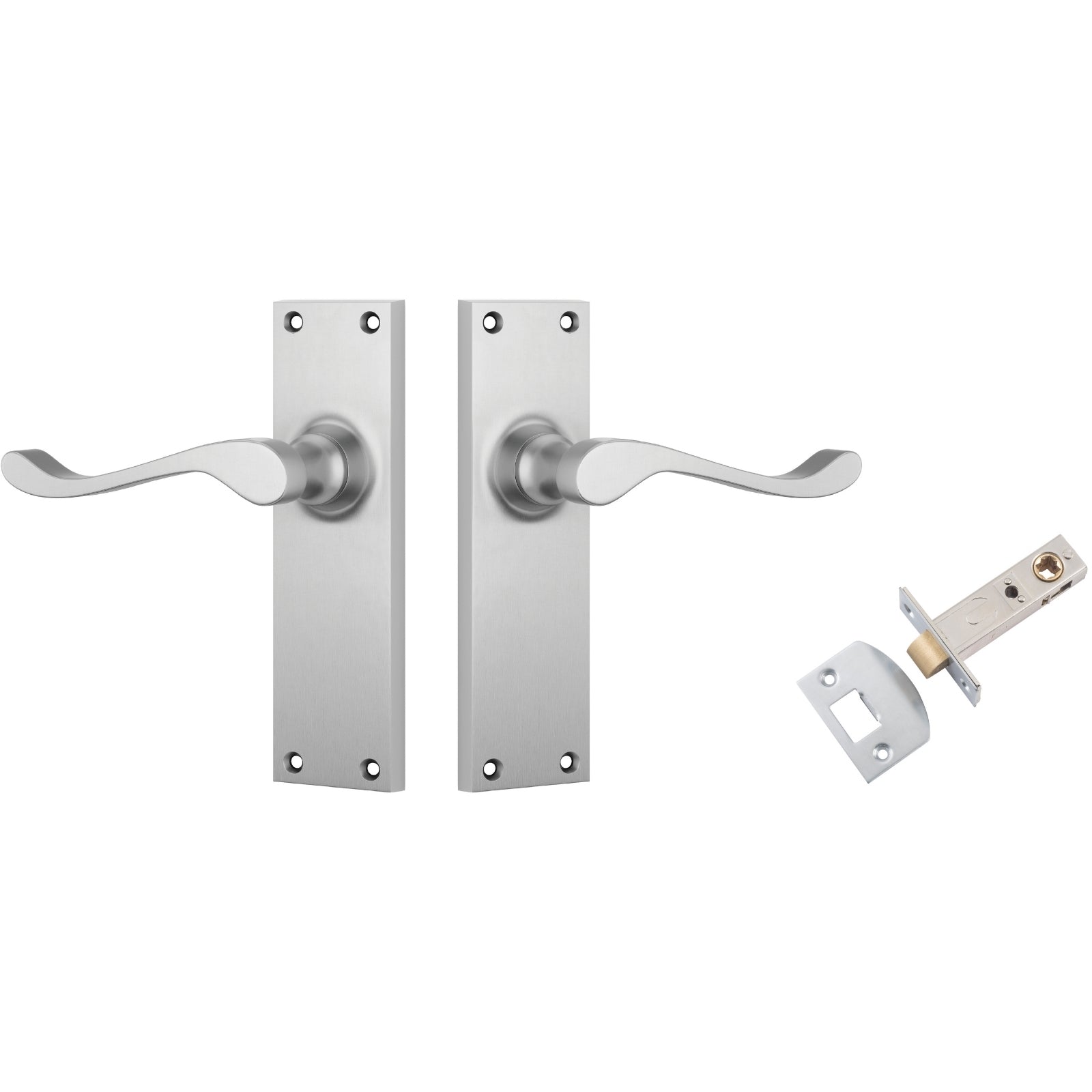 TradCo Victorian Lever Long Backplate Passage Set Satin Chrome 0912KPASS60 - The Blue Space