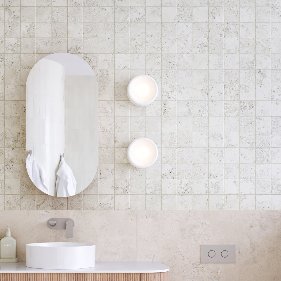 Tumbled Natural Beige Travertine Square Tile 100mm x 100mm