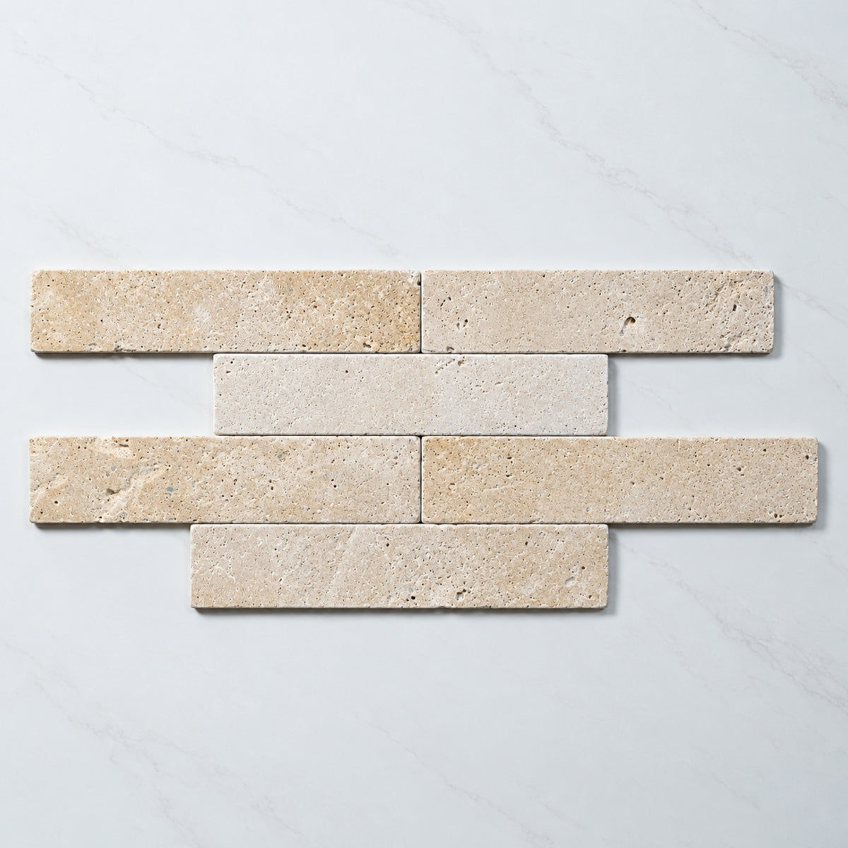 Pattern no Hand Tumbled Natural Beige Travertine Subway Tile 50mm x 200mm 52APOBET - The Blue Space