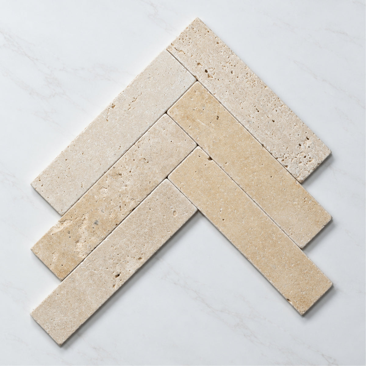 Fishbone Tumbled Natural Beige Travertine Subway Tile 50mm x 200mm 52APOBET - The Blue Space