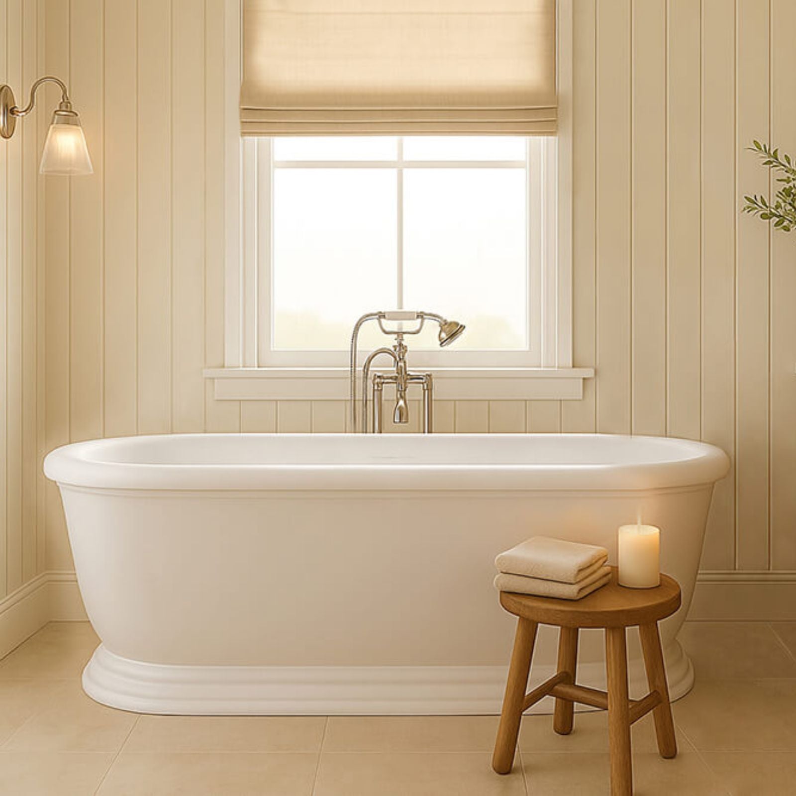 Lifestyle 2 Turner Hastings Camden 180 x 85 TitanCast Bath - Satin Silk White with Overflow CM1800TCB-OF - The Blue Space
