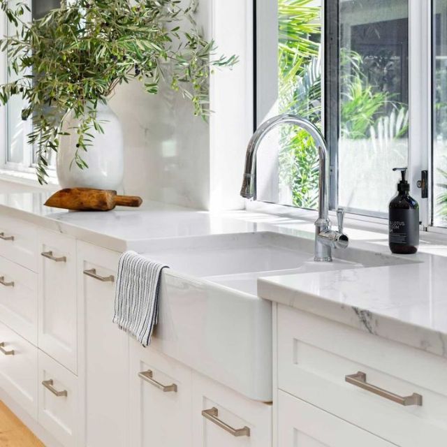 Lifestyle 1 Turner Hastings Chester Double Flat Front Fine Fireclay Butler Sink - 1 Taphole 7403-1TH - The Blue Space