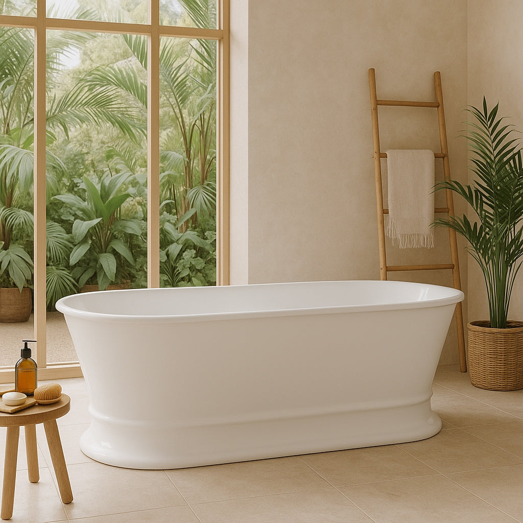 Lifestyle 4 Turner Hastings Claremont 170 x 84 MagnaCast Free Standing Bath - Gloss White with Overflow CL1700MCB-GW-OF - The Blue Space