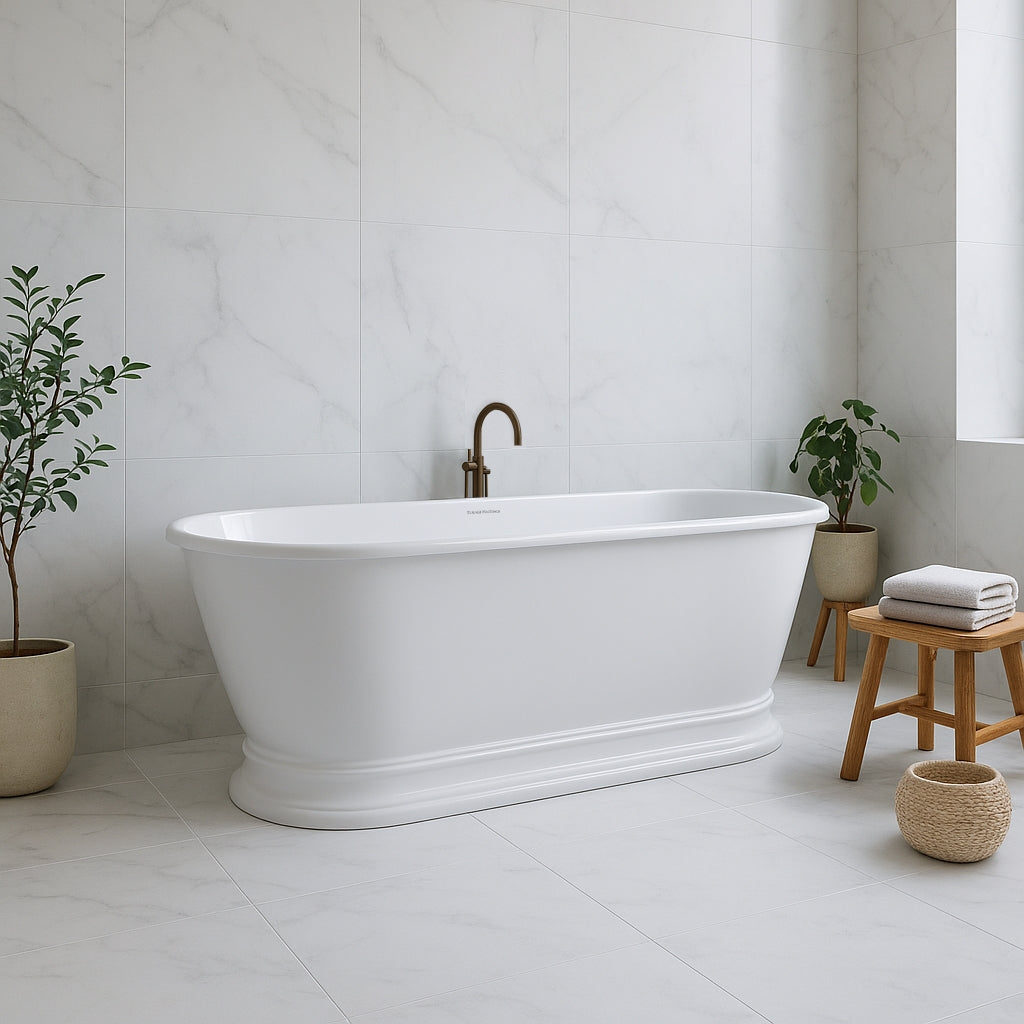Lifestyle 5 Turner Hastings Claremont 170 x 84 MagnaCast Free Standing Bath - Gloss White with Overflow CL1700MCB-GW-OF - The Blue Space