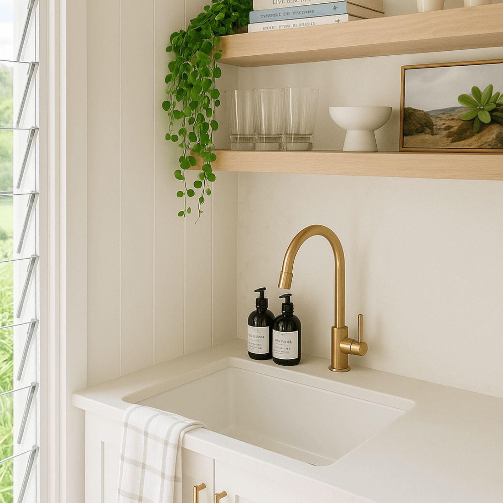 Lifestyle Turner Hastings Cuisine 60 x 46 Inset / Undermount Fine Fireclay Gloss White Sink CU60FS - The Blue Space