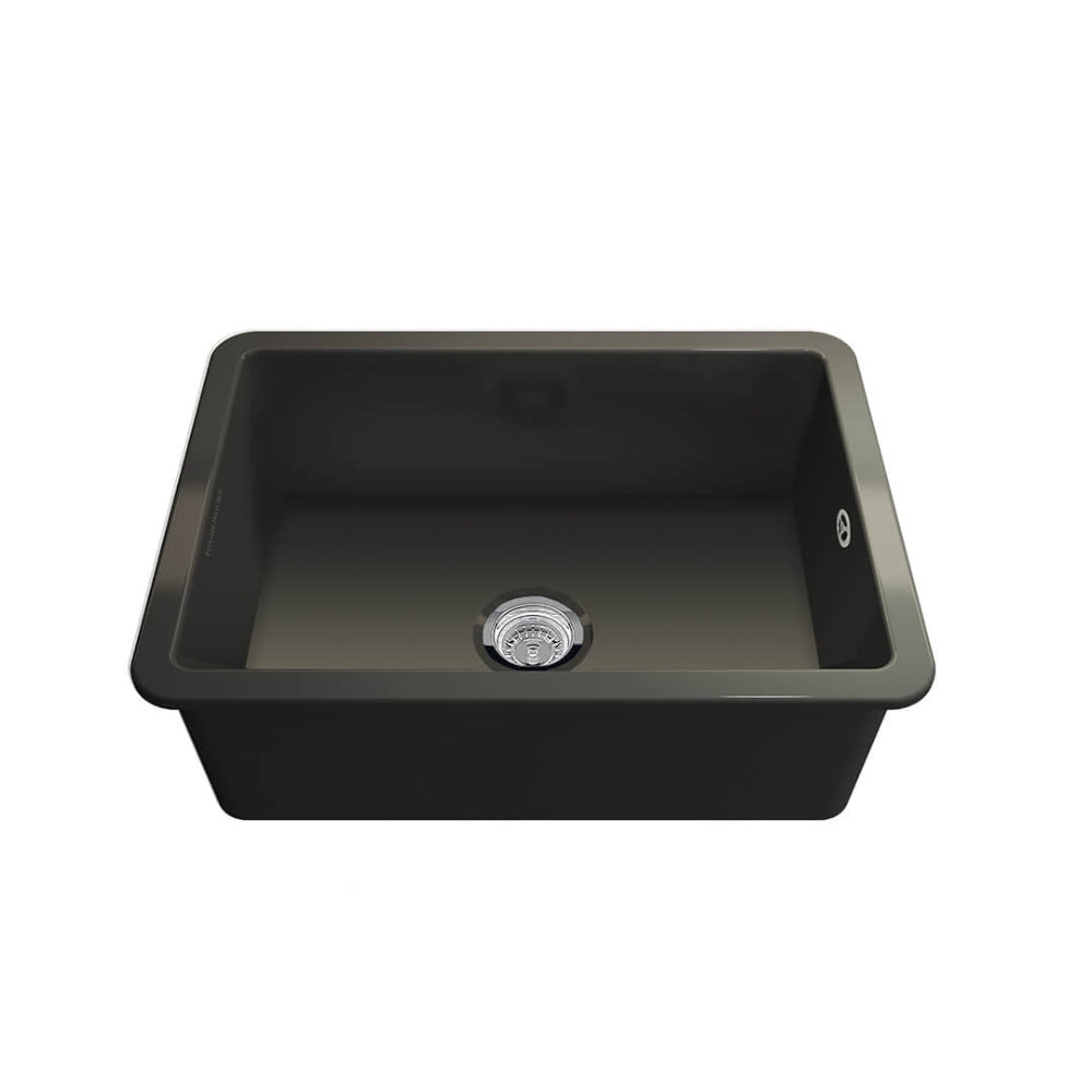 Turner Hastings Cuisine 68 x 48 Inset / Undermount Fine Fireclay Matte Black Sink With Overflow CU68FS-MB-OF - The Blue Space
