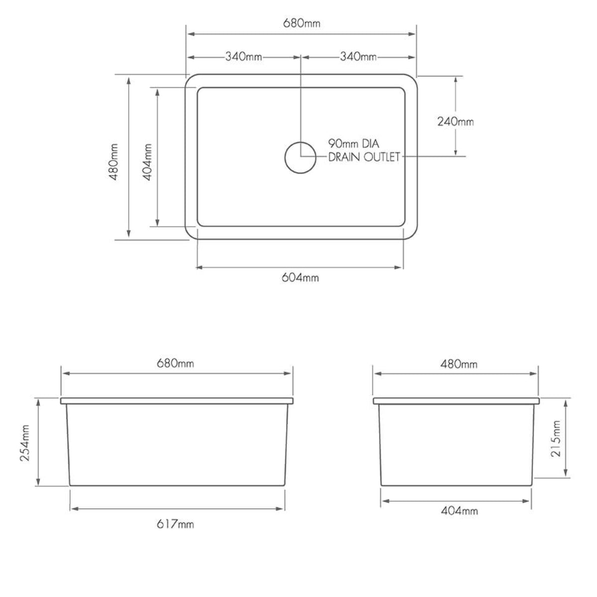 Turner Hastings Cuisine 68 x 48 Inset/Undermount Fine Fireclay Sink CU68FS - The Blue Space