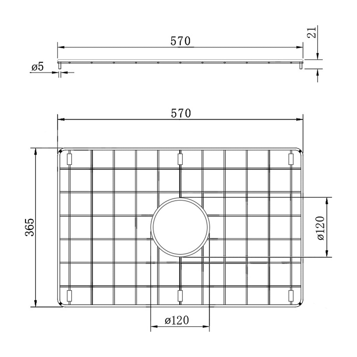 Technical Drawing Turner Hastings Cuisine 68x48 Protective Grid - Stainless Steel CU68SSG - The Blue Space