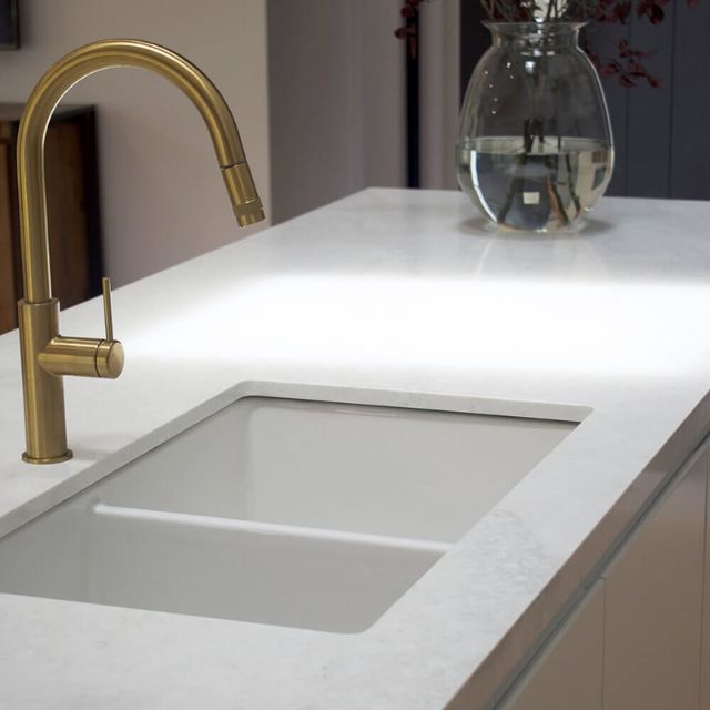 Lifestyle 1 Turner Hastings Cuisine 85 x 46 Double Inset / Undermount Fine Fireclay Matte White Sink CUD853FS-MW - The Blue Space