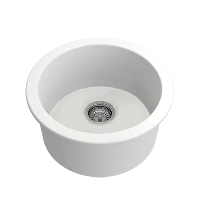 Turner Hastings Cuisine Round 47 Inset / Undermount Fine Fireclay Matte White Sink CUR473FS-MW - The Blue Space