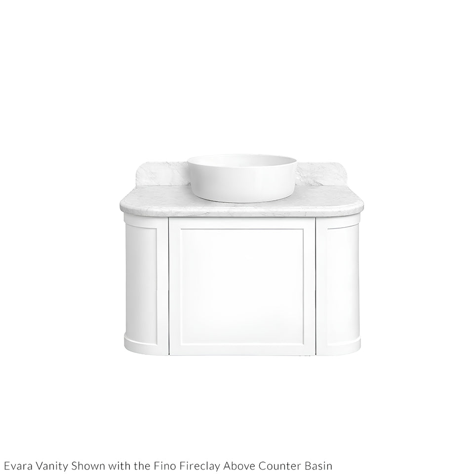 Turner Hastings Evara 75 x 53 Wall Hung Vanity with Real Marble Top & Above Counter Basin - White