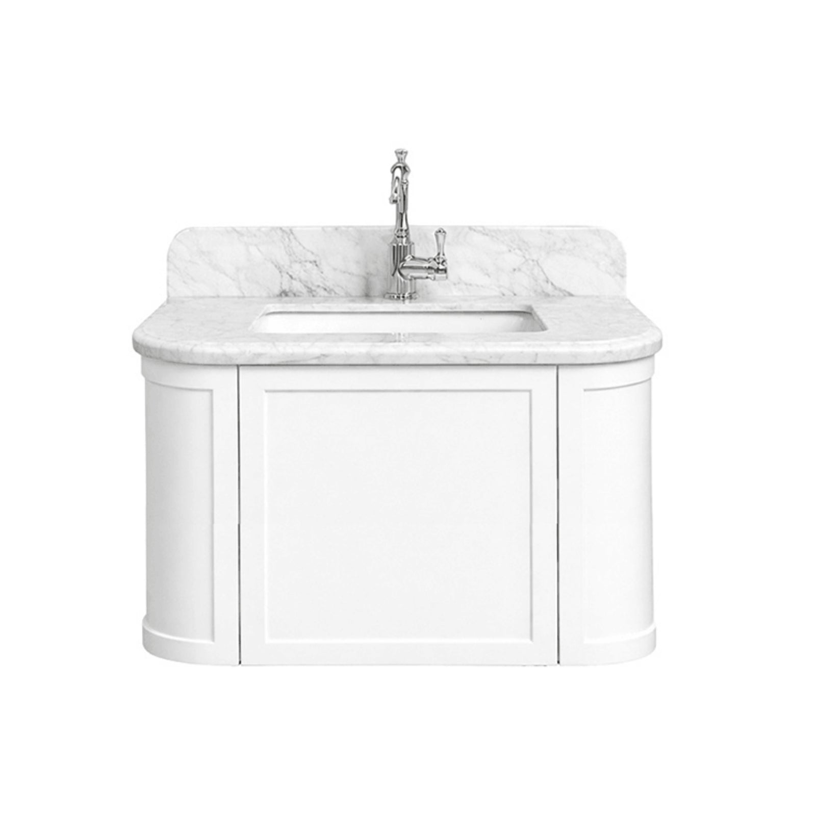 Turner Hastings Evara 75 x 53 Wall Hung Vanity with Real Marble Top & Under Counter Basin - White EV750-WH-1TH - The Blue Space