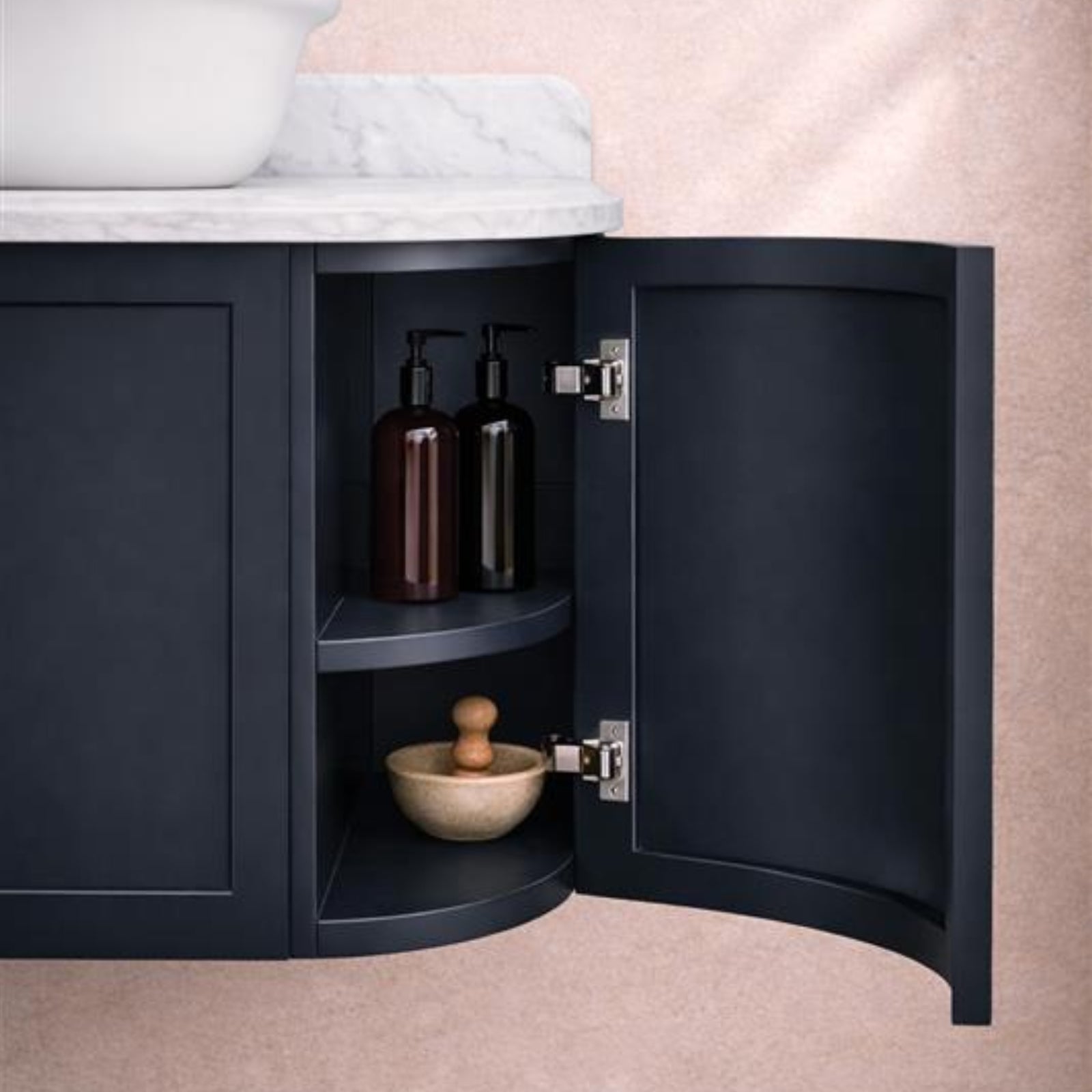 Drawer Turner Hastings Evara 90 x 53 Wall Hung Vanity with Real Marble Top & Above Counter Basin - Aegean Blue EV955-AB-NTH - The Blue Space