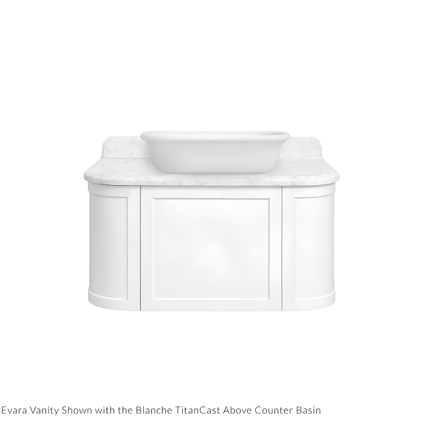 Basin 3 Turner Hastings Evara 90 x 53 Wall Hung Vanity with Real Marble Top & Above Counter Basin - White EV953-WH-NTH - The Blue Space