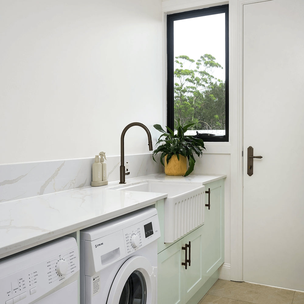 Lifestyle Turner Hastings Ludlow Pull Out Mixer Tap with Metal Lever Handle - English Bronze LU116PM-S-EB - The Blue Space