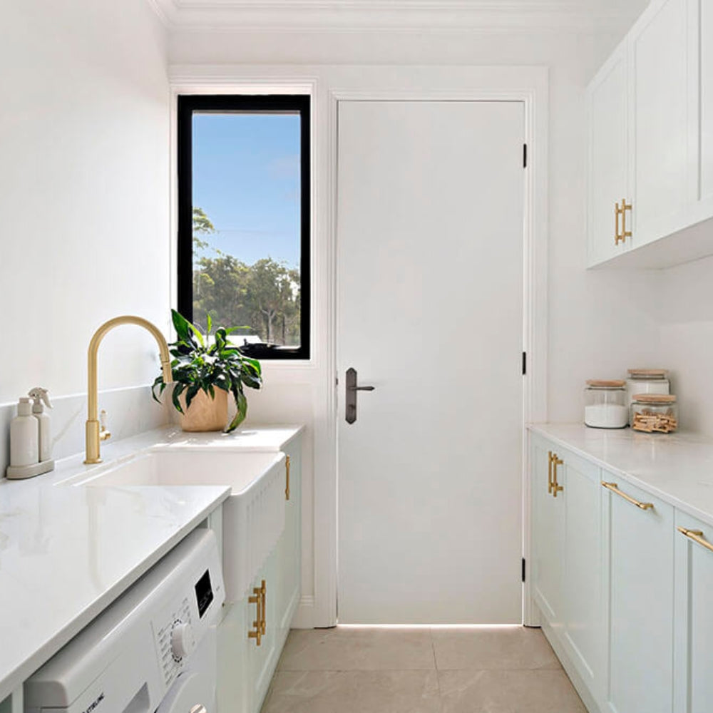 Lifestyle 1 Turner Hastings Ludlow Pull Out Sink Mixer with Metal Lever Handle - Brushed Brass LU115PM-S-BB - The Blue Space