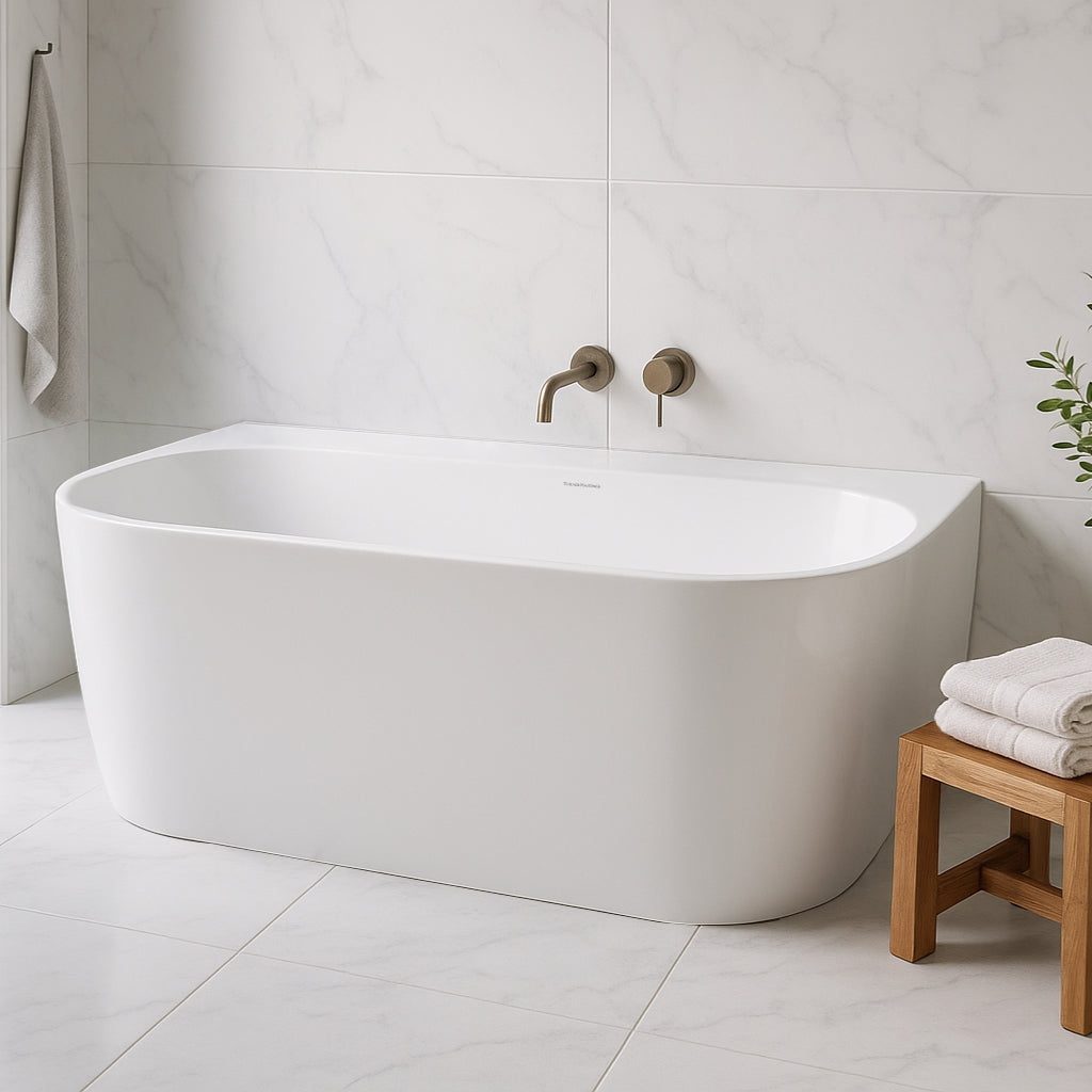 Lifestyle Turner Hastings Narva 158 x 86 MagnaCast Back To Wall Bath - Gloss White No Overflow NA1580MCB-GW - The Blue Space