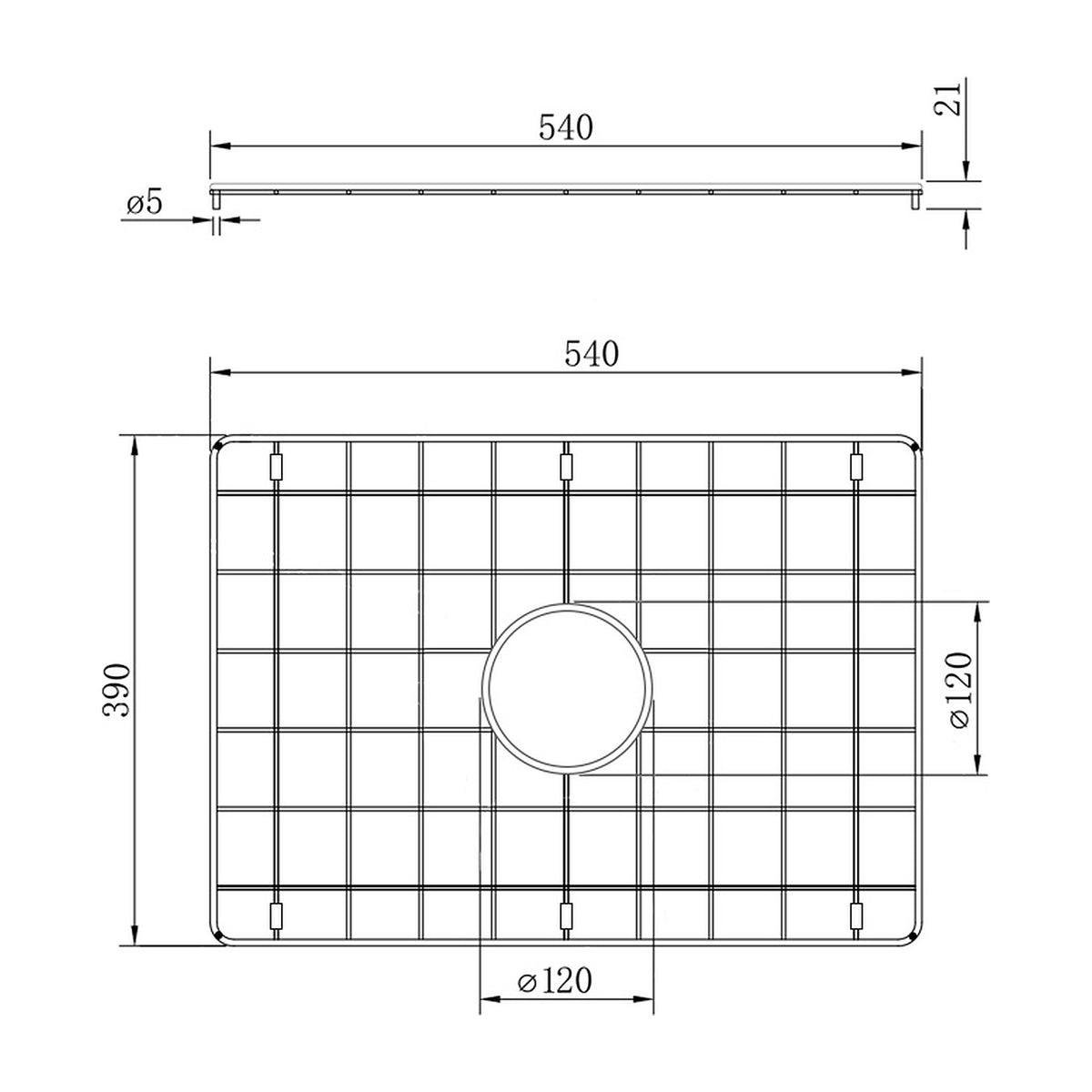 Technical Drawing Turner Hastings Novi 60x46 Protective Grid - Brushed Brass NO601SSG-BB - The Blue Space